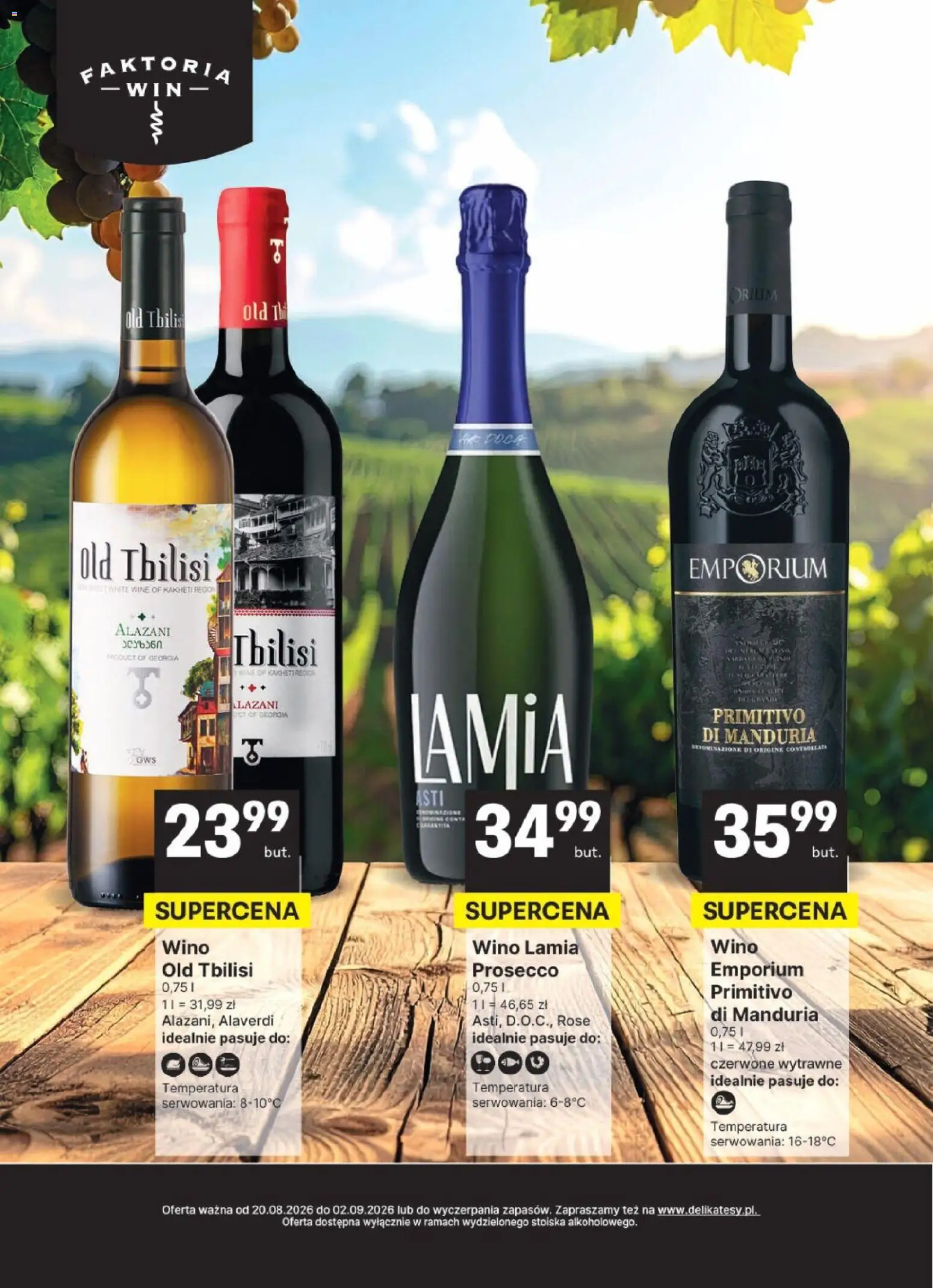 Delikatesy Centrum gazetka - DeliBarek od 20.08.2026 | Strona: 5 | Produkty: Primitivo Di Manduria, Primitivo, Wino, Prosecco