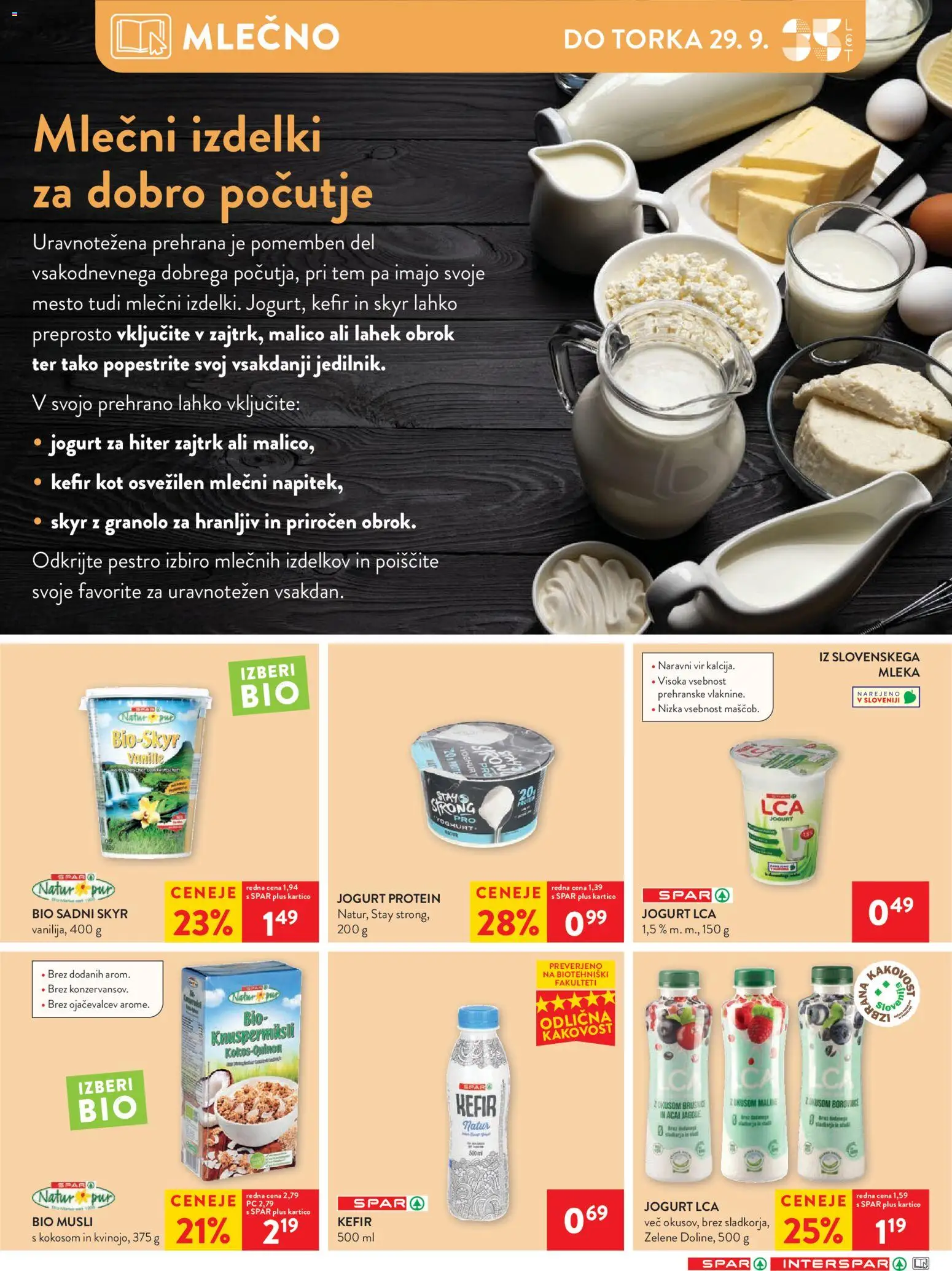 Novi Spar katalog ponudbe – veljaven od 23.09.2026 | Stran: 33 | Izdelki: Kefir, Skyr, Jogurt, Maline