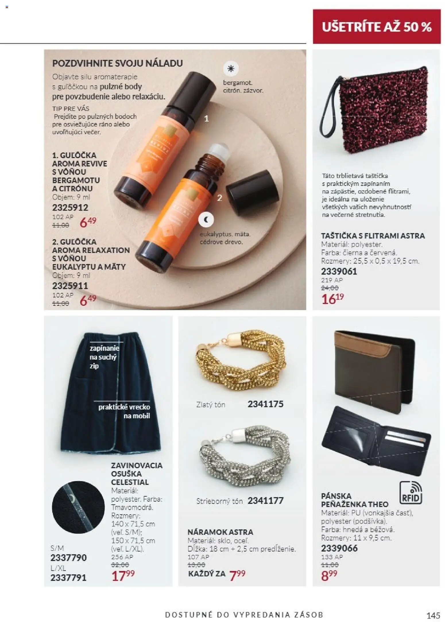 Nové Avon akcie – leták je platný od 01.10.2026 | Strana: 145 | Produkty: Mobil, Osuška, Peňaženka