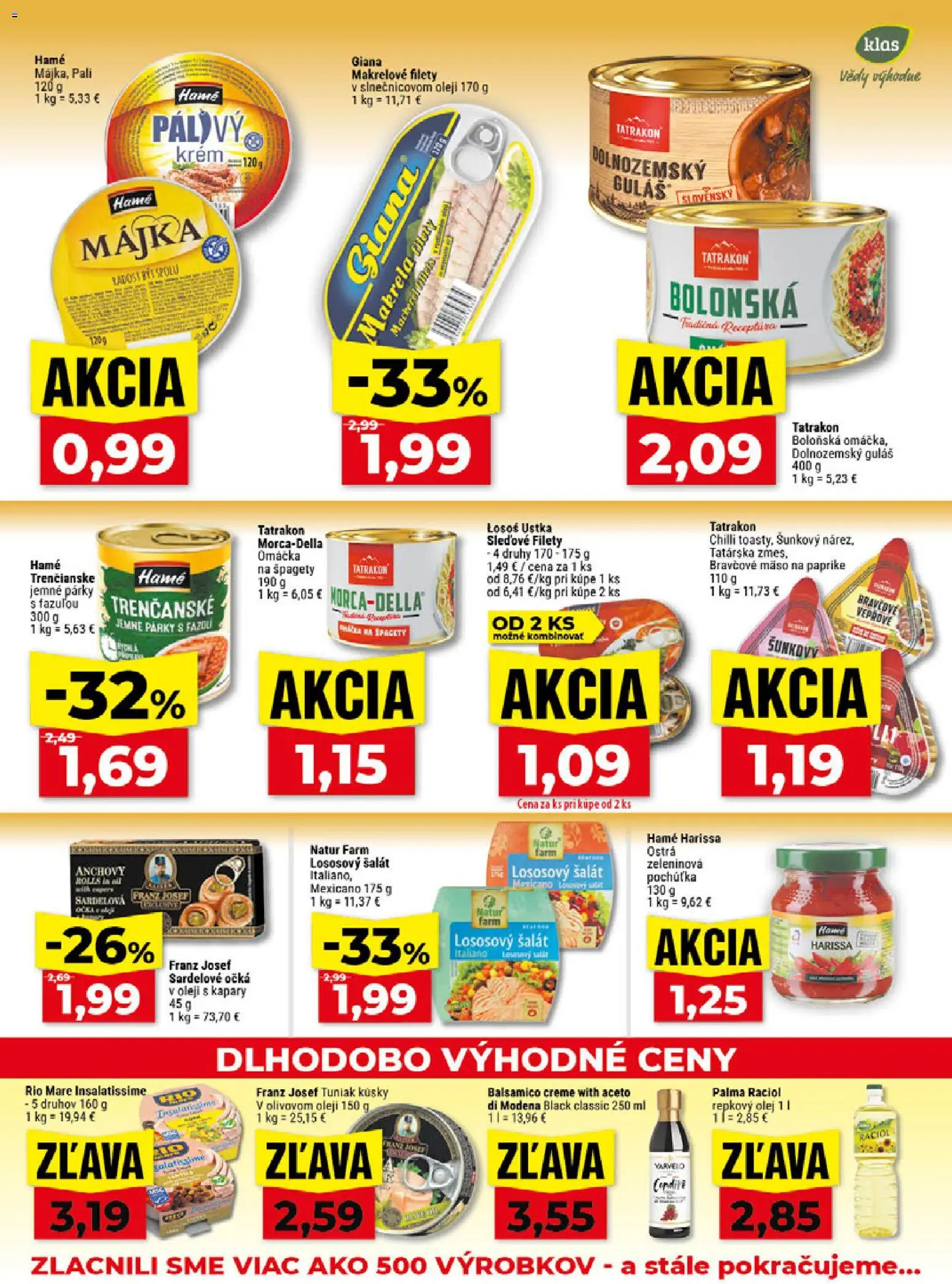 Nové Klas akcie – leták je platný od 24.08.2026 | Strana: 16 | Produkty: Makrela, Chilli, Mäso, Losos
