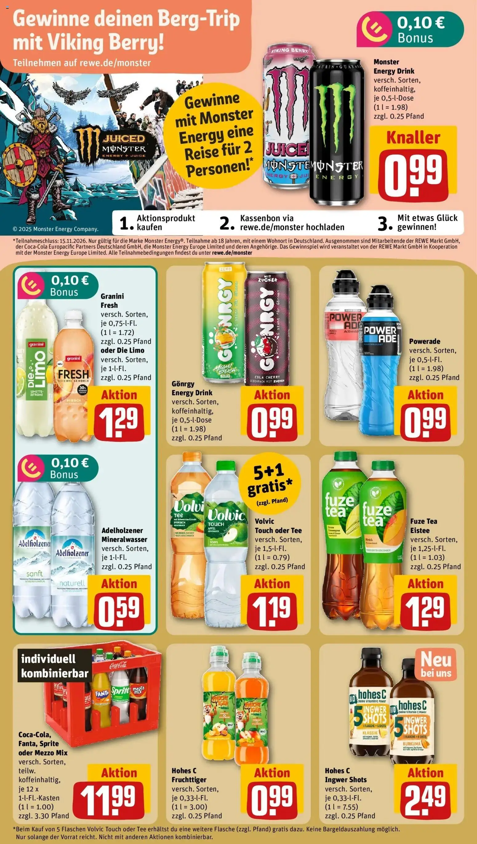 REWE Prospekt ab 26.10.2026 zum Blättern » Angebote | Seite: 16 | Produkte: Fuze tea, Cola, Energy, Monster