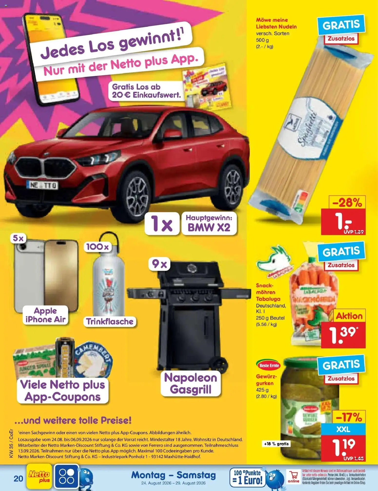 Netto Marken-Discount Prospekt Naumburg (ab 24.08.2026) » Angebote | Seite: 30 | Produkte: Iphone, Apple, Mohren, Gurken