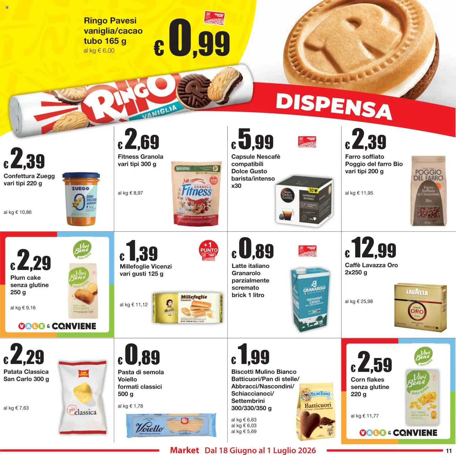 Volantino Sì con Te del 18.06.2026 | Pagina: 11 | Prodotti: Biscotti, Latte, Tubo, Lavazza
