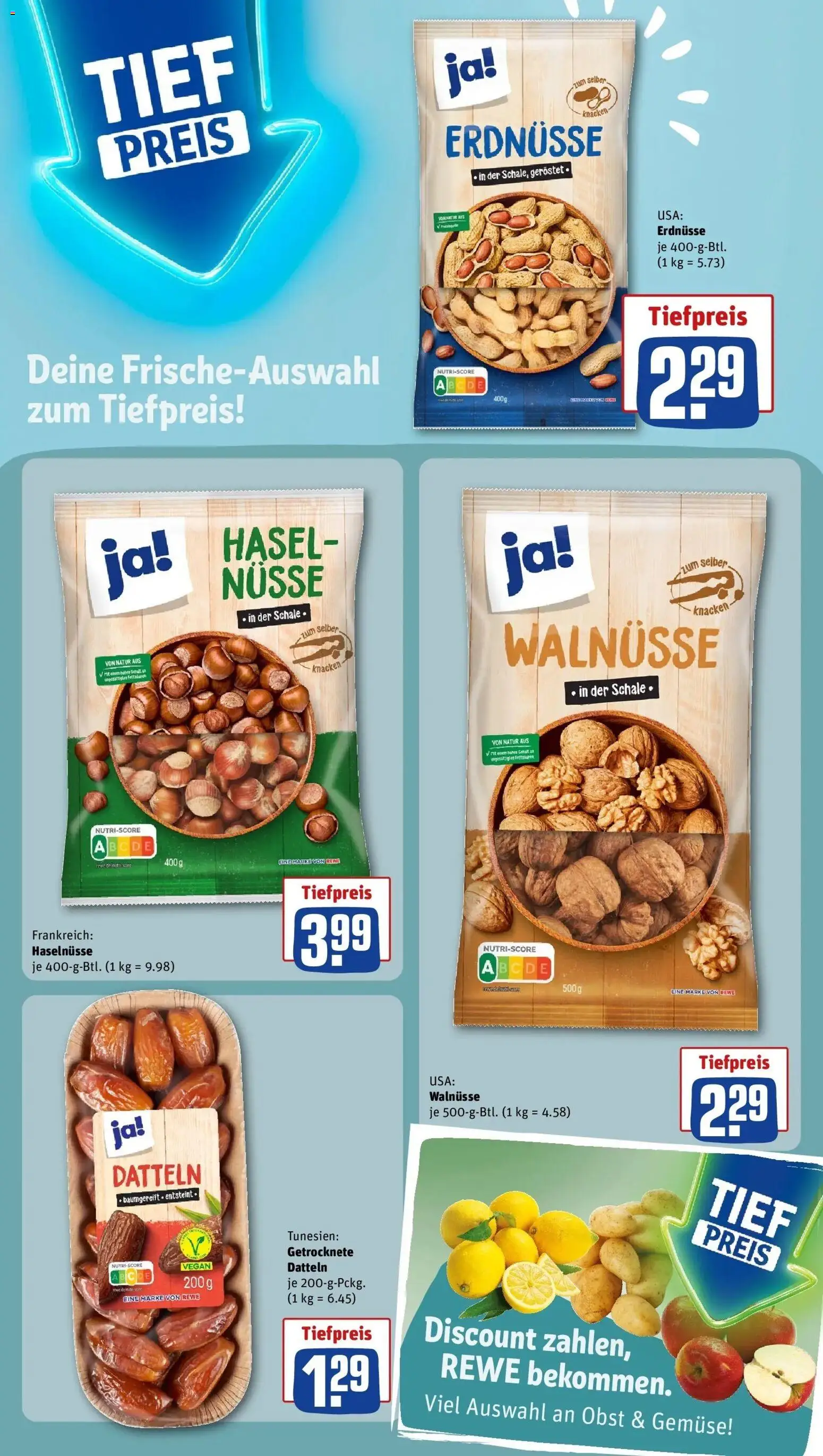 REWE Prospekt ab 26.10.2026 zum Blättern » Angebote | Seite: 6 | Produkte: Erdnüsse, Gemüse, Obst, Nüsse
