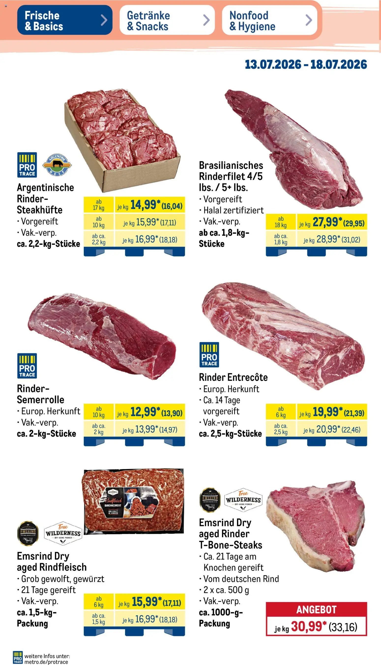 Metro Prospekt – gültig ab 13.07.2026 | Seite: 2 | Produkte: Rinderfilet, Entrecote, Rindfleisch