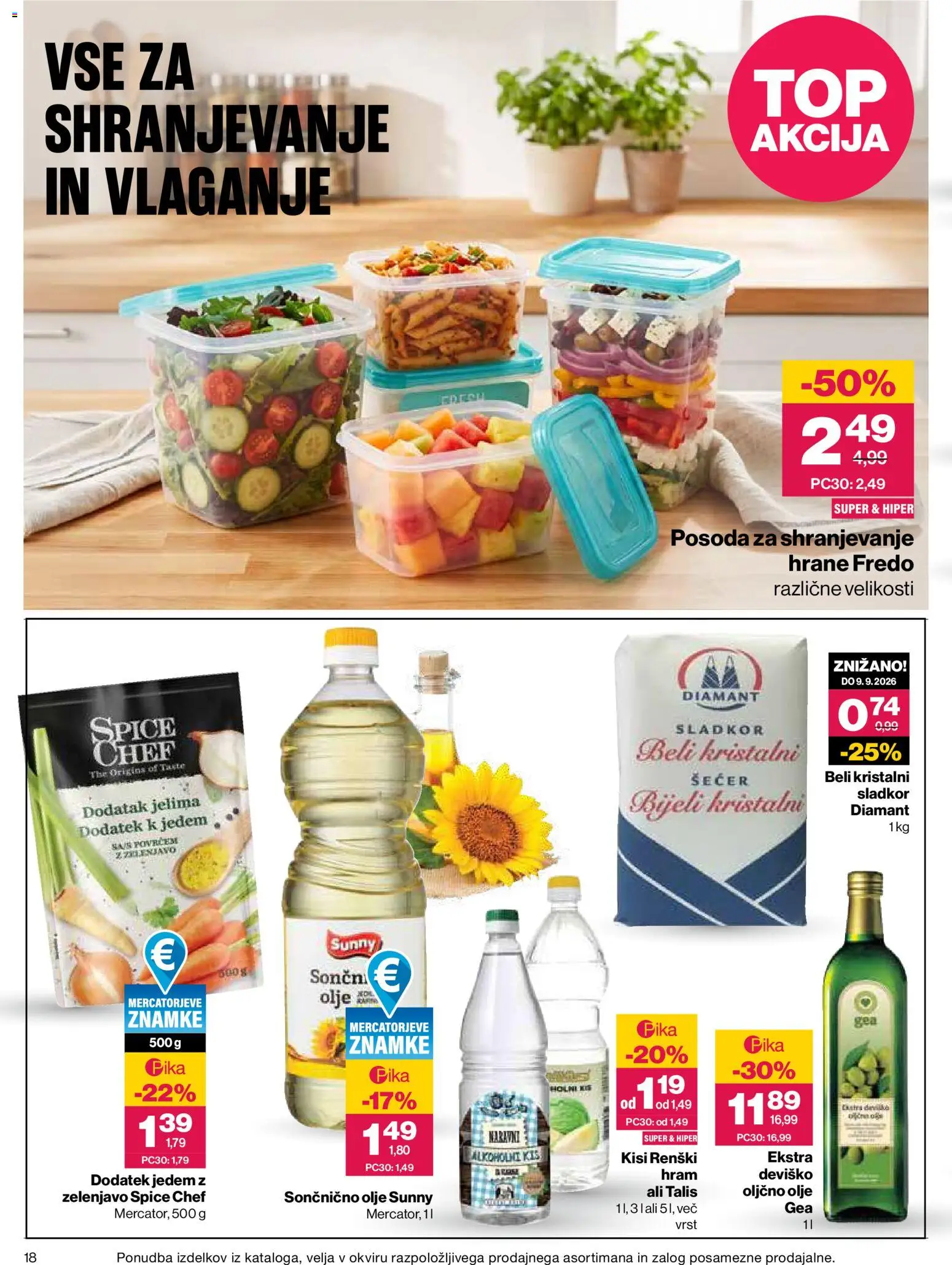 Novi Mercator katalog ponudbe – veljaven od 13.08.2026 | Stran: 18 | Izdelki: Oljčno olje, Kis, Olive, Olje
