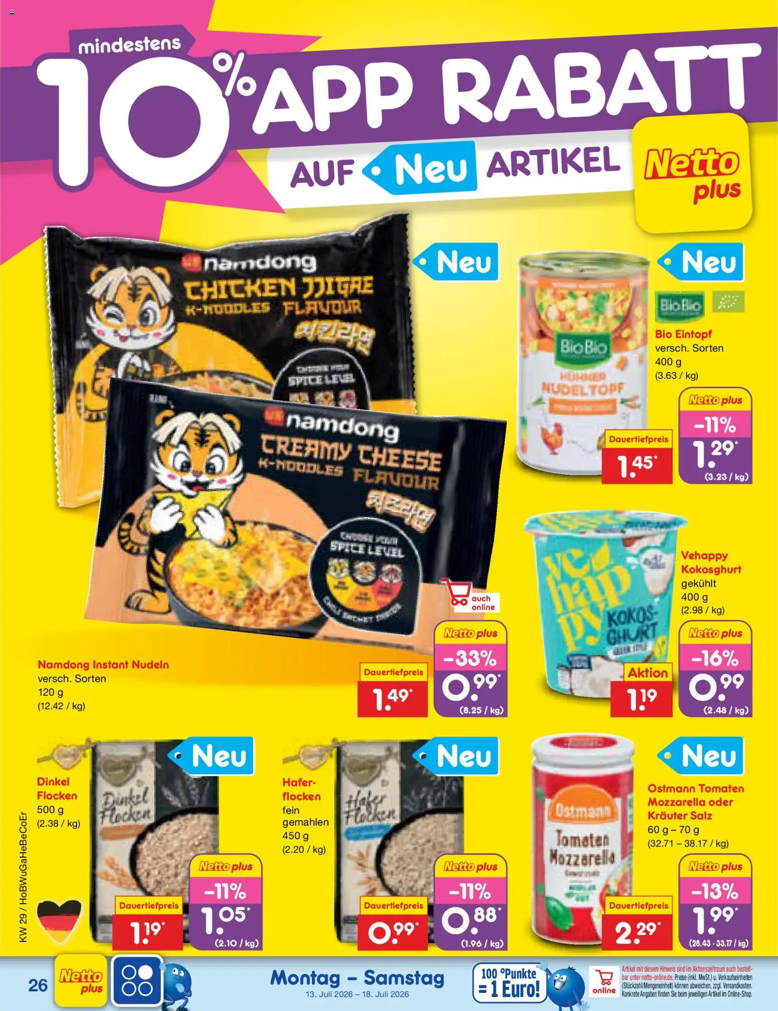 Netto Marken-Discount Prospekt – gültig ab 13.07.2026 | Seite: 36 | Produkte: Mozzarella, Tomaten, Salz, Nudeln