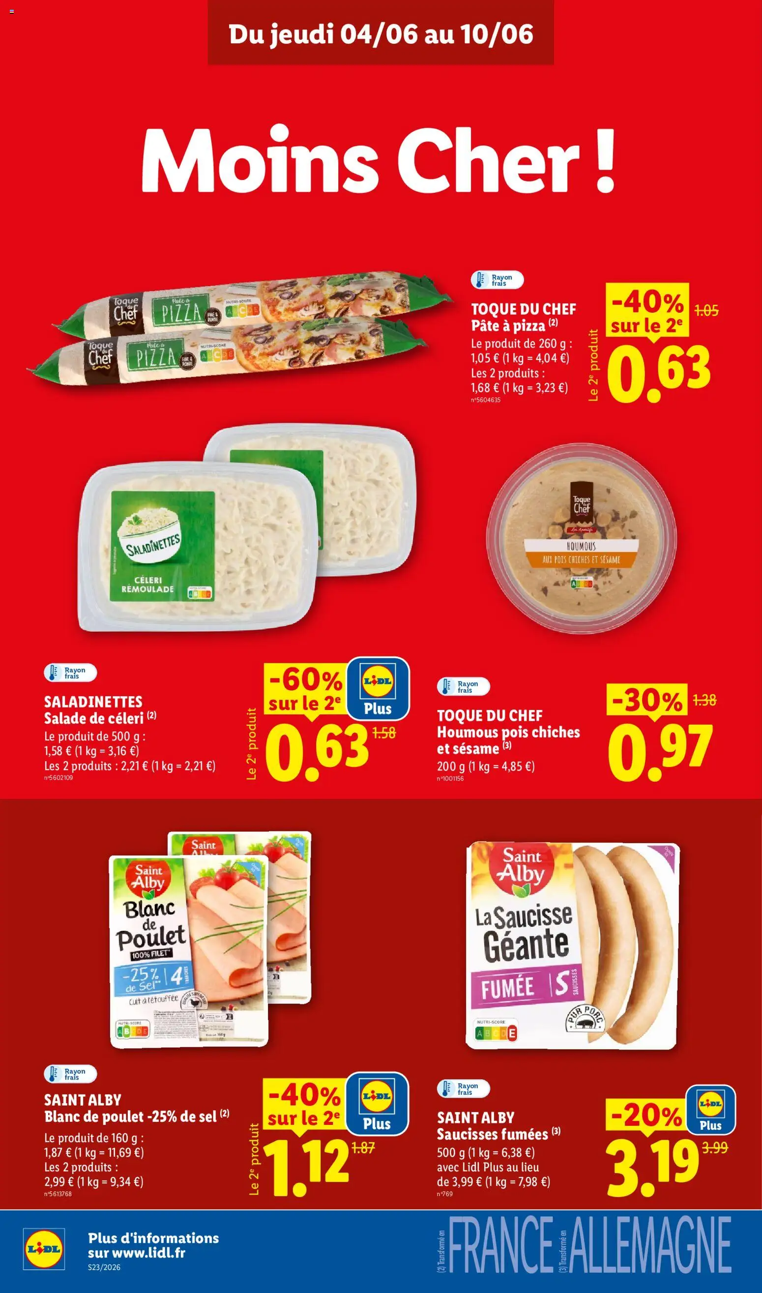 {H1} | Page: 10 | Produits: Salade, Pois chiches, Pois, Saucisse