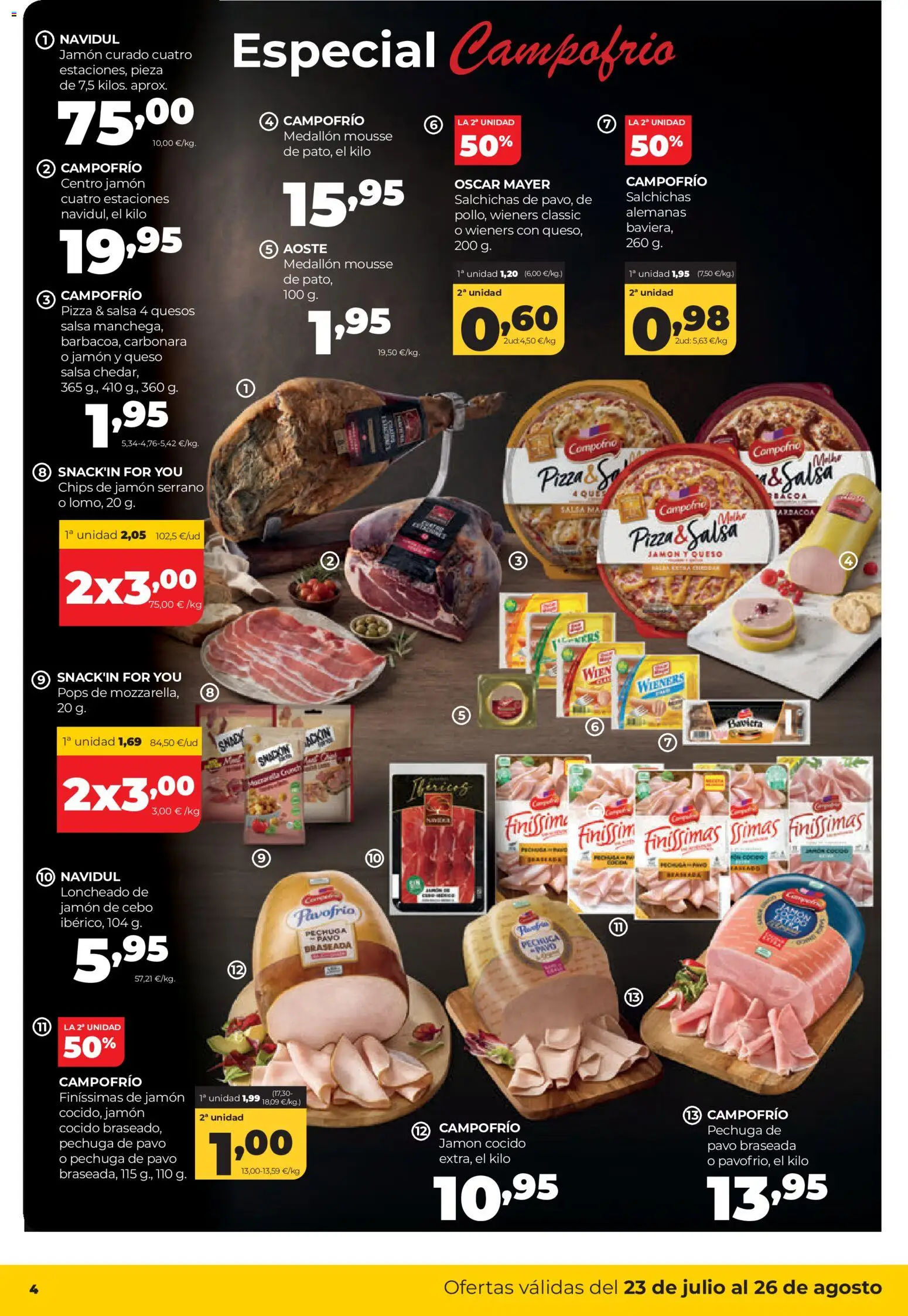 Alimerka folleto Castilla y León │ válido desde el 23/07/2026 | Página: 4 | Productos: Jamón serrano, Queso, Jamón cocido, Loncheado