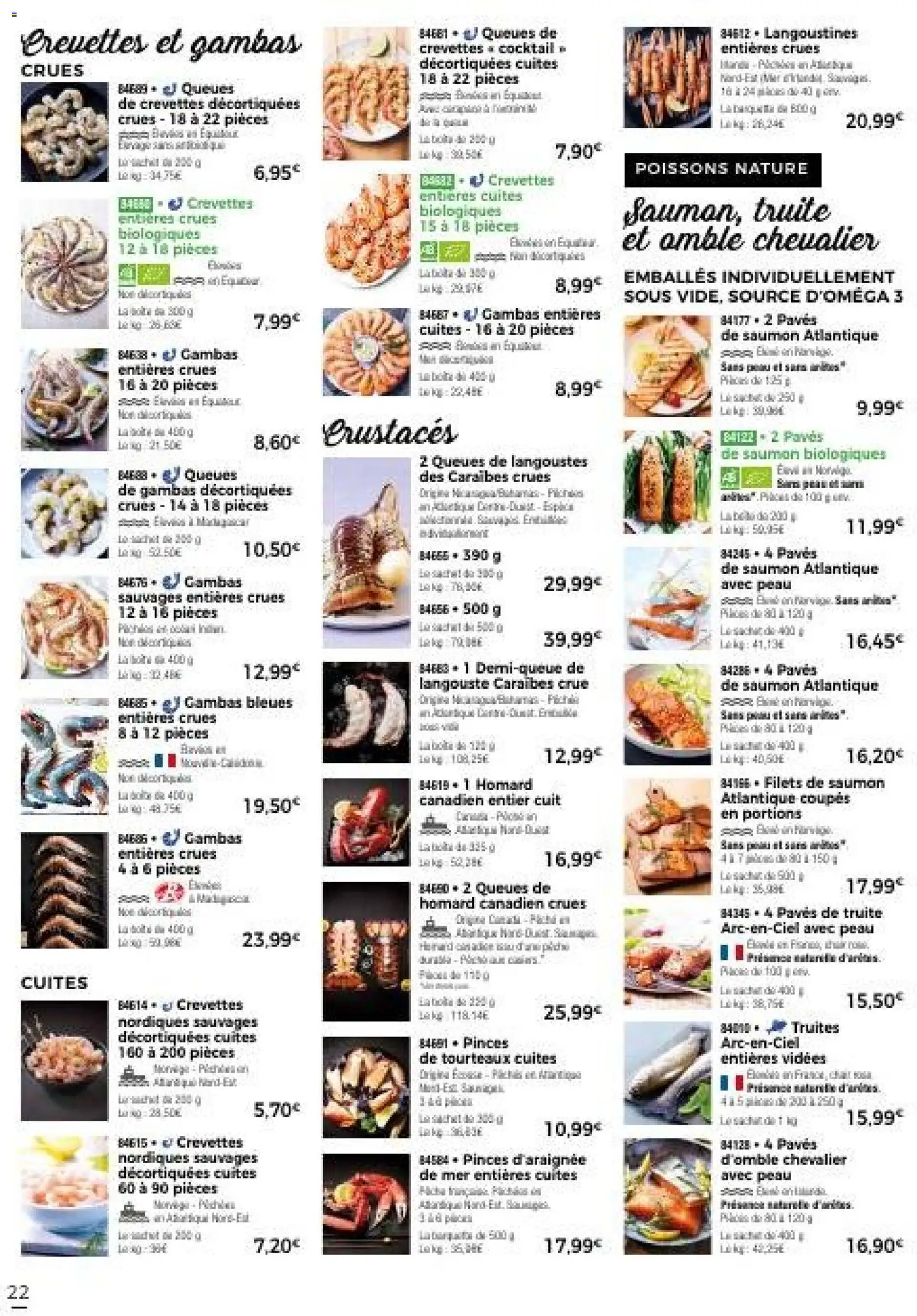 {H1} | Page: 28 | Produits: Crevettes, Langouste, Homard, Saumon