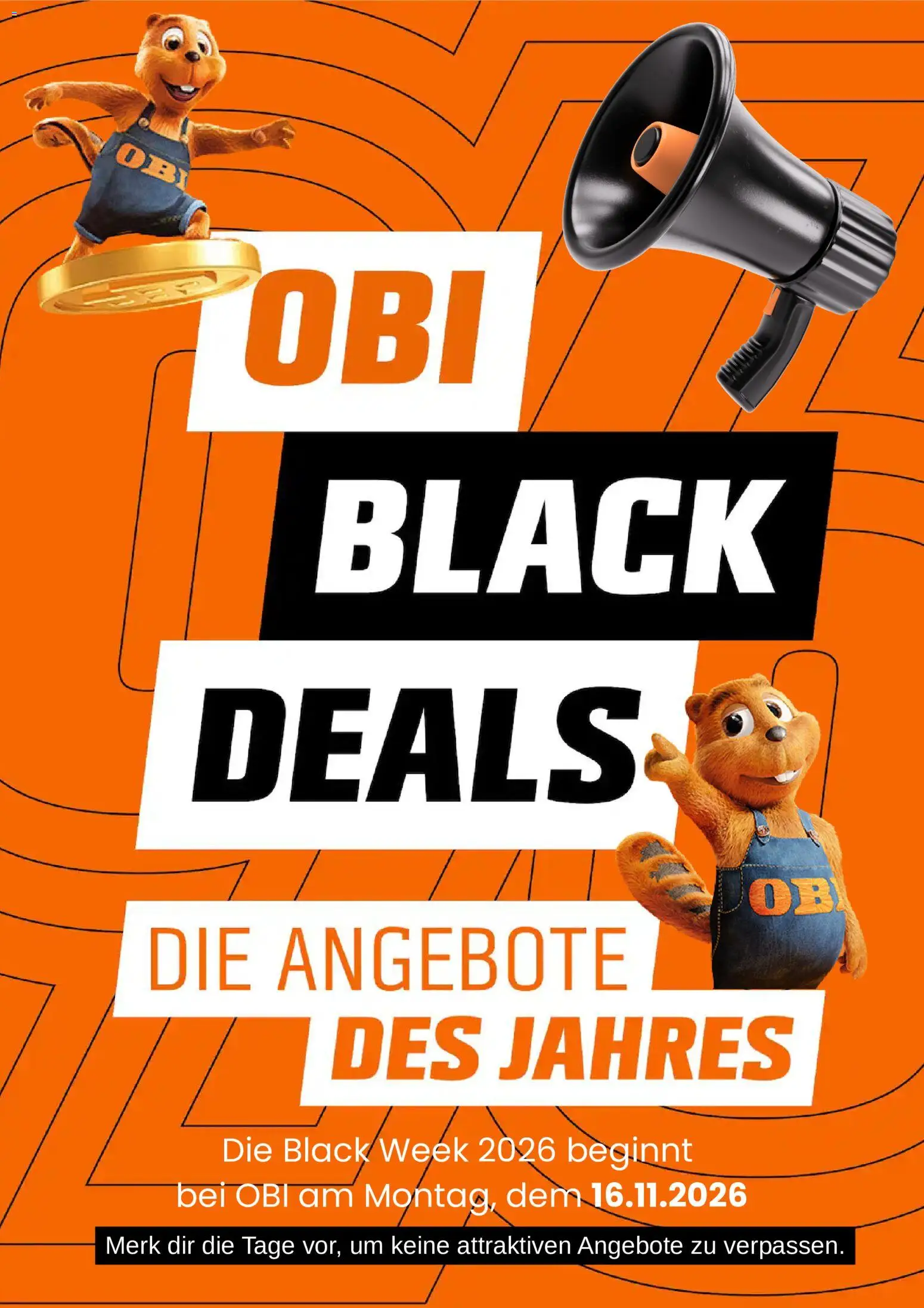 Obi Black Friday Ankündigung – gültig ab 16.10.2026 | Seite: 1