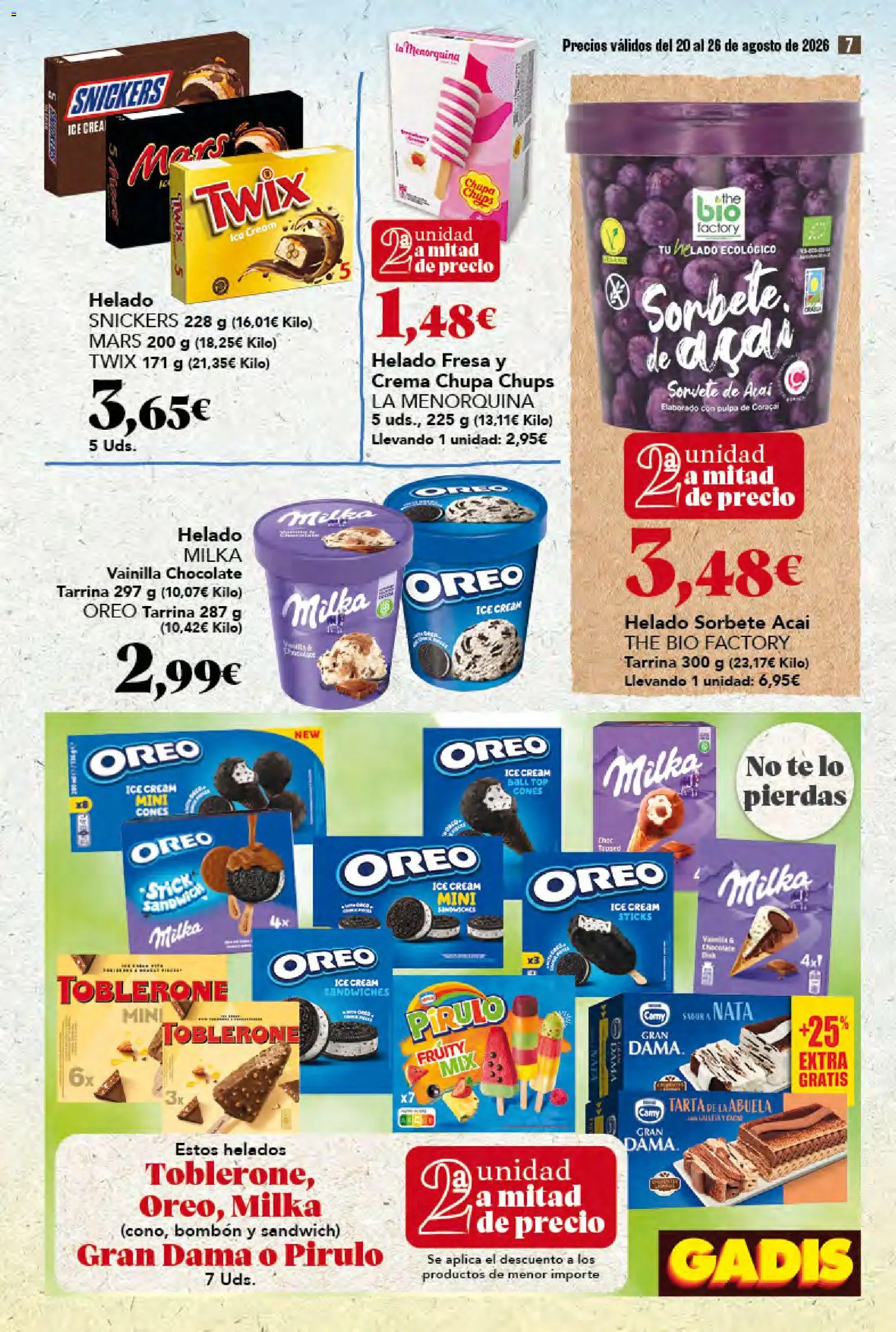 Gadis folleto │ válido desde el 20/08/2026 | Página: 7 | Productos: Tarta, Chocolate, Té, Helado