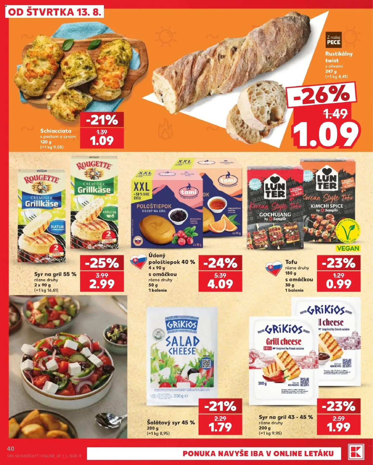 Nové Kaufland akcie – leták je platný od 13.08.2026 | Strana: 40 | Produkty: Gril, Tofu, Kimchi