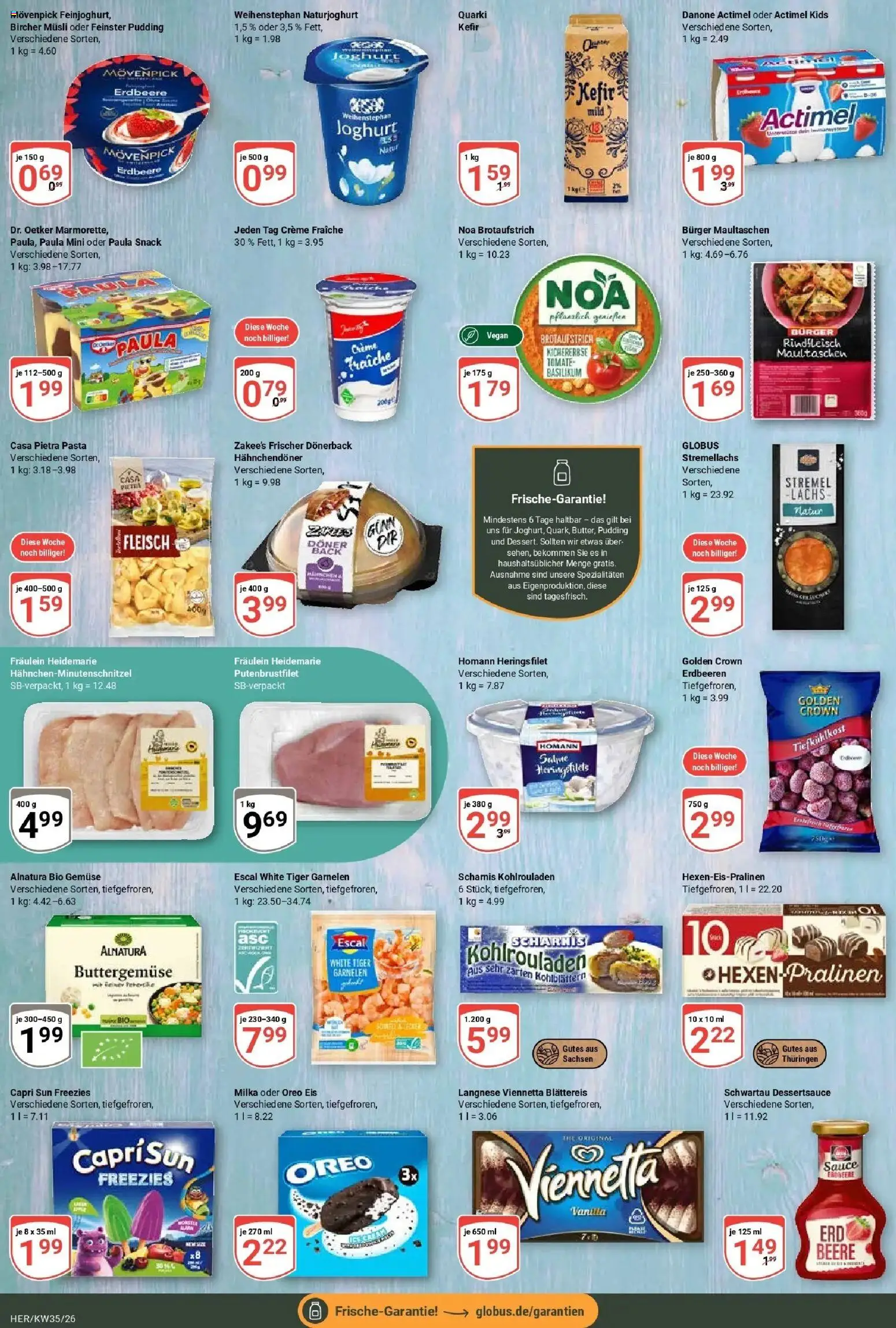 Globus Prospekt Hermsdorf (ab 24.08.2026) » Angebote online | Seite: 14 | Produkte: Musli, Actimel, Garnelen, Gemüse
