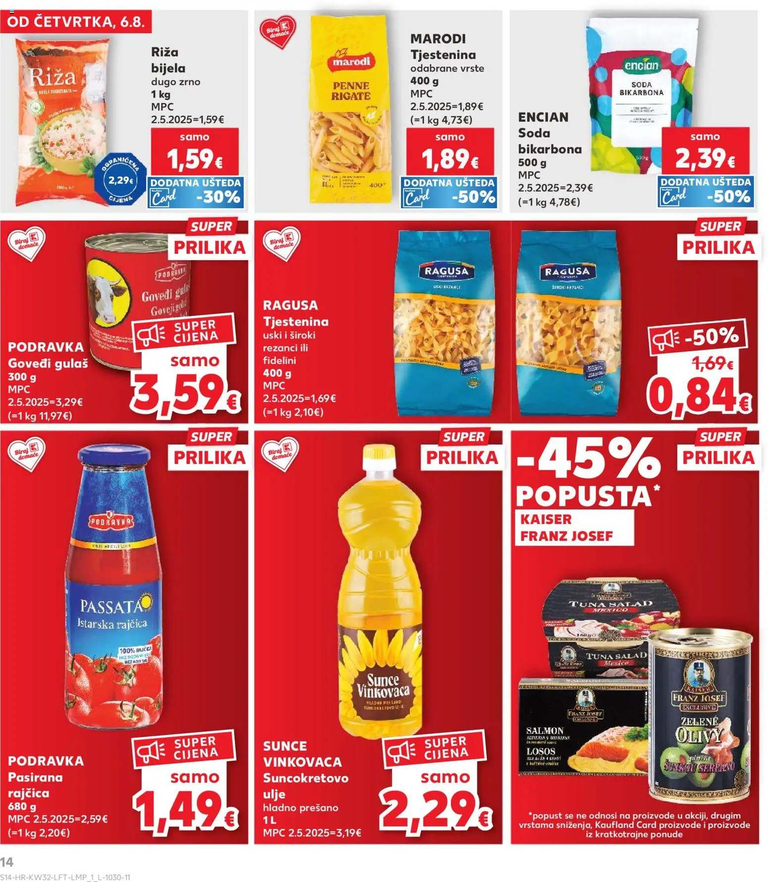 Kaufland katalog | vrijedi od 06.08.2026 | Stranica: 14 | Proizvodi: Rajčice, Rezanci, Losos, Tuna