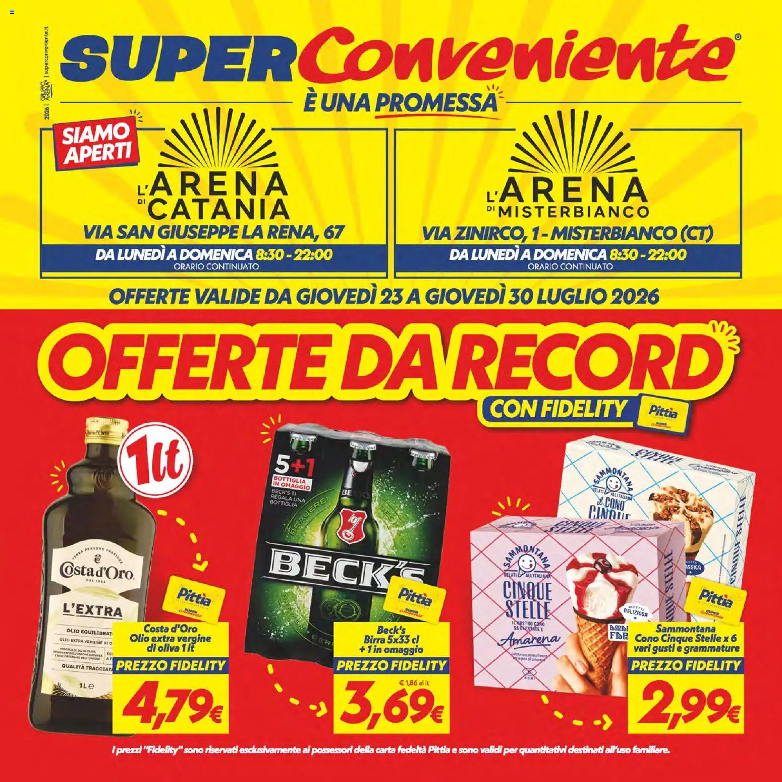 Volantino SuperConveniente del 23/07/2026 | Pagina: 1 | Prodotti: Birra, Panna, Olio, Olio extra vergine