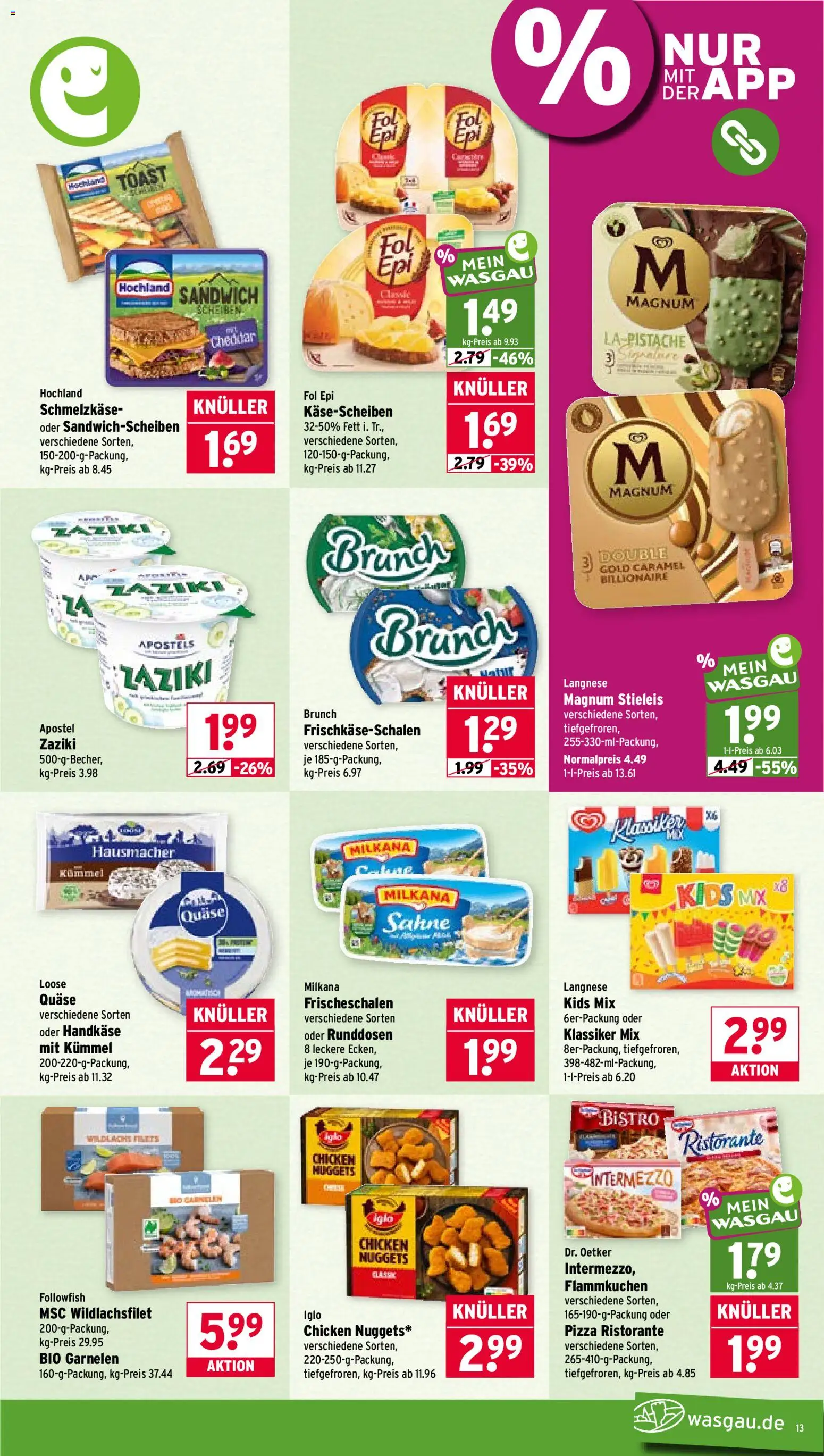 Wasgau Prospekt – gültig ab 26.05.2026 | Seite: 13 | Produkte: Ristorante, Toast, Garnelen, Sahne