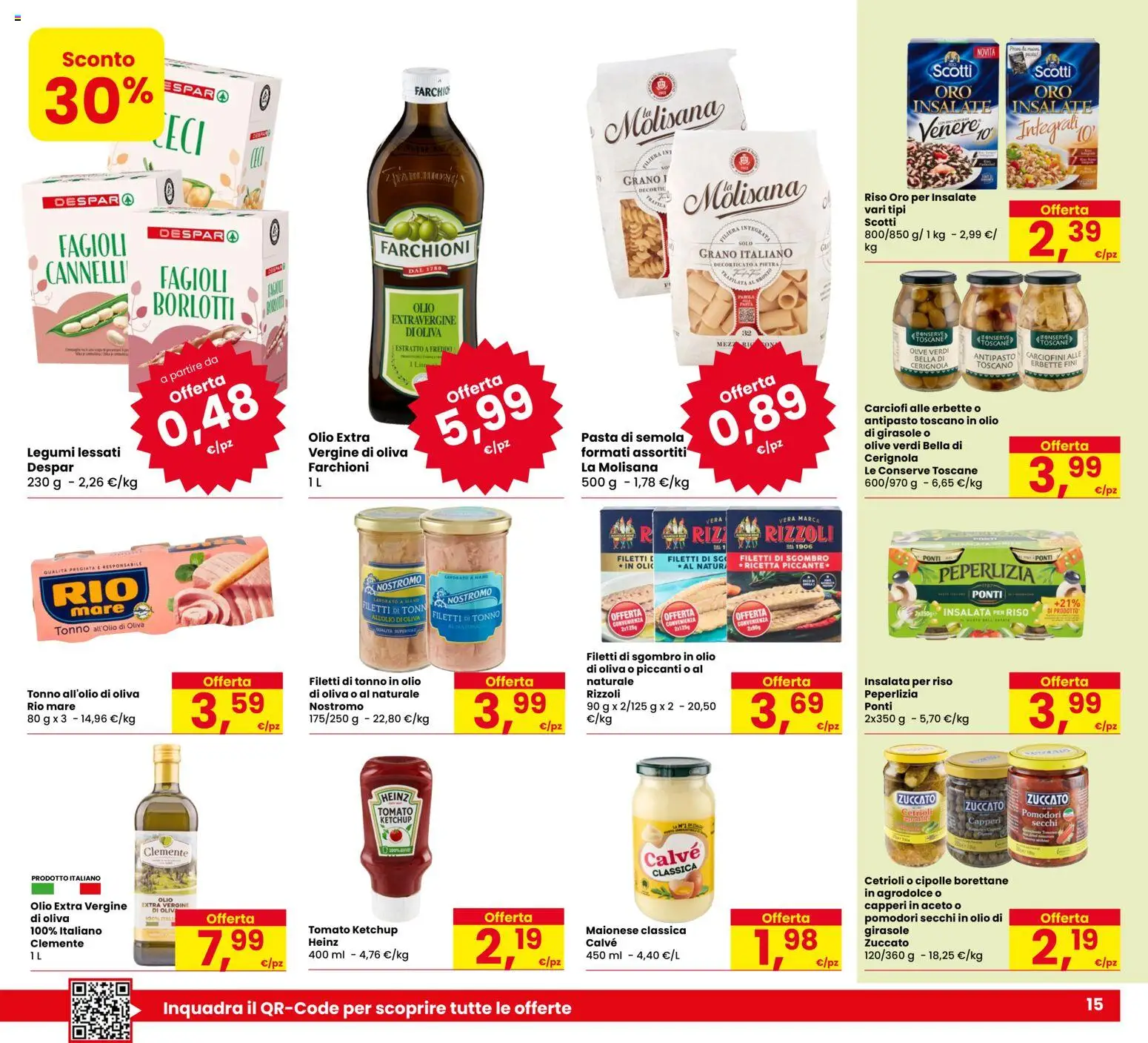 Volantino Despar del 23/07/2026 | Pagina: 15 | Prodotti: Olio, Pomodori, Carciofi, Sgombro