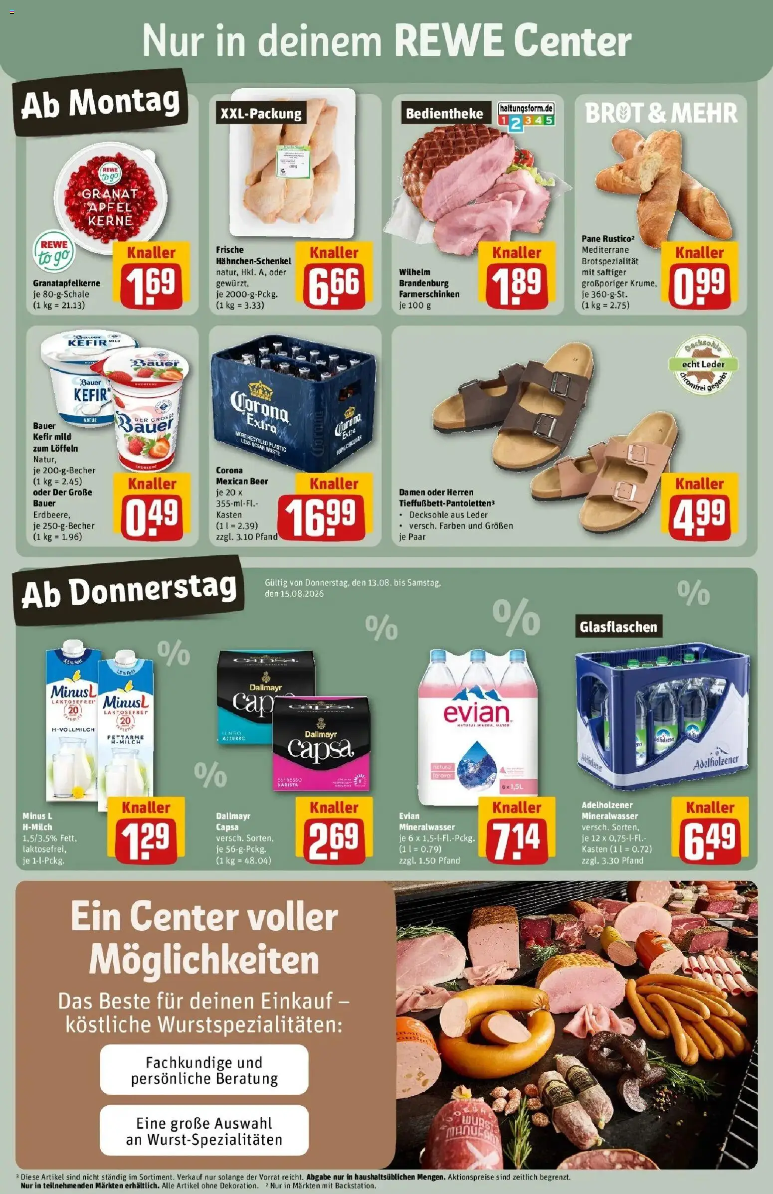 REWE Prospekt ab 10.08.2026 zum Blättern » Angebote | Seite: 3 | Produkte: Adelholzener, Äpfel, Mineralwasser, Brot