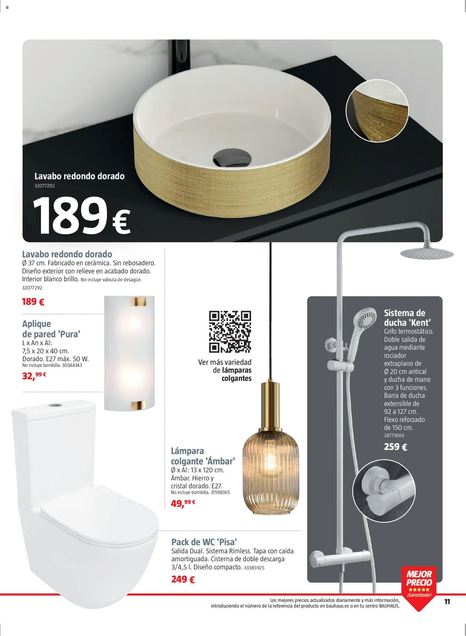 Bauhaus folleto Renueva │ válido desde el 02.03.2026 | Página: 11 | Productos: Barra de ducha, Lavabo, Ducha, Lámpara