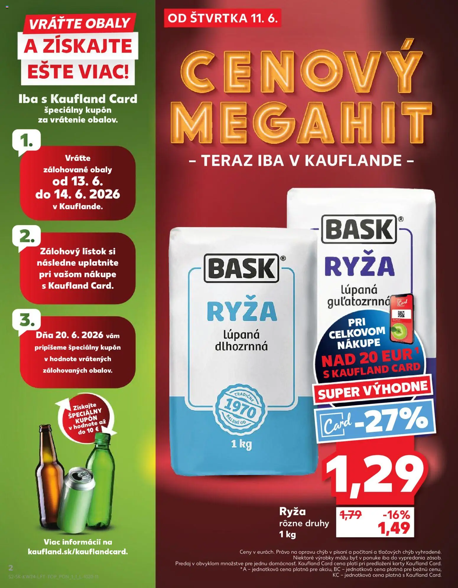 Nové Kaufland akcie – leták je platný od 11.06.2026 | Strana: 2 | Produkty: Ryža