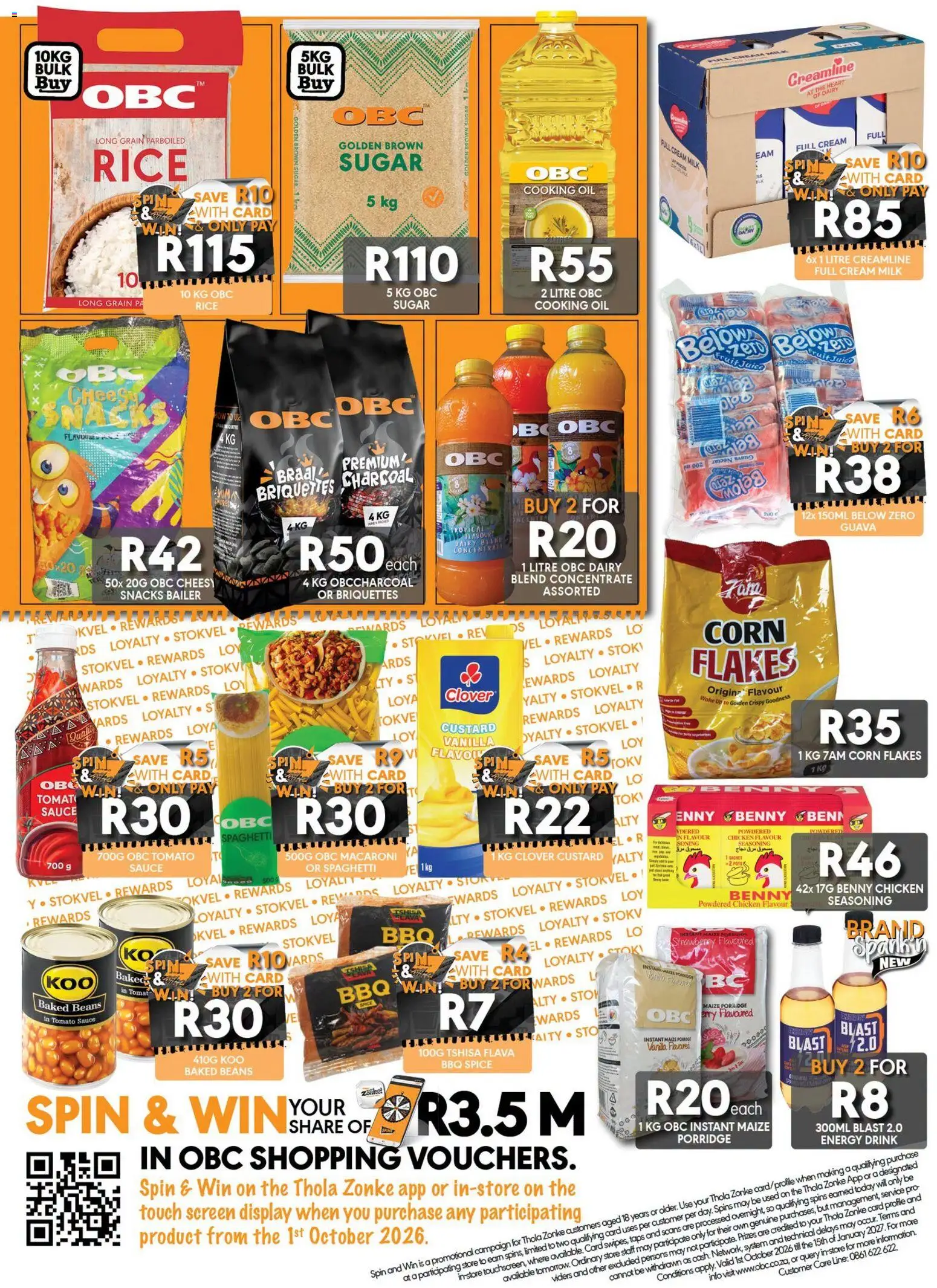 New OBC catalogue – valid from 27/10/2026 | Page: 2 | Products: Porridge, Milk, Juice, Tomato sauce