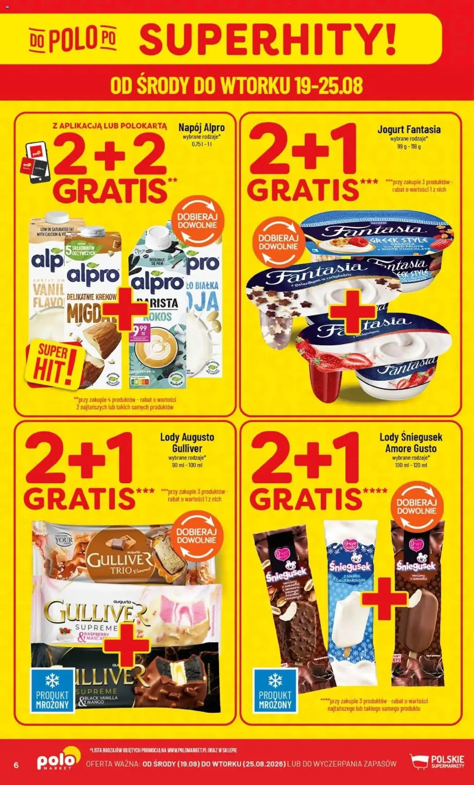 Nowa POLOmarket gazetka od jutra 19.08.2026 | Strona: 6 | Produkty: Alpro, Granola, Jogurt, Lody