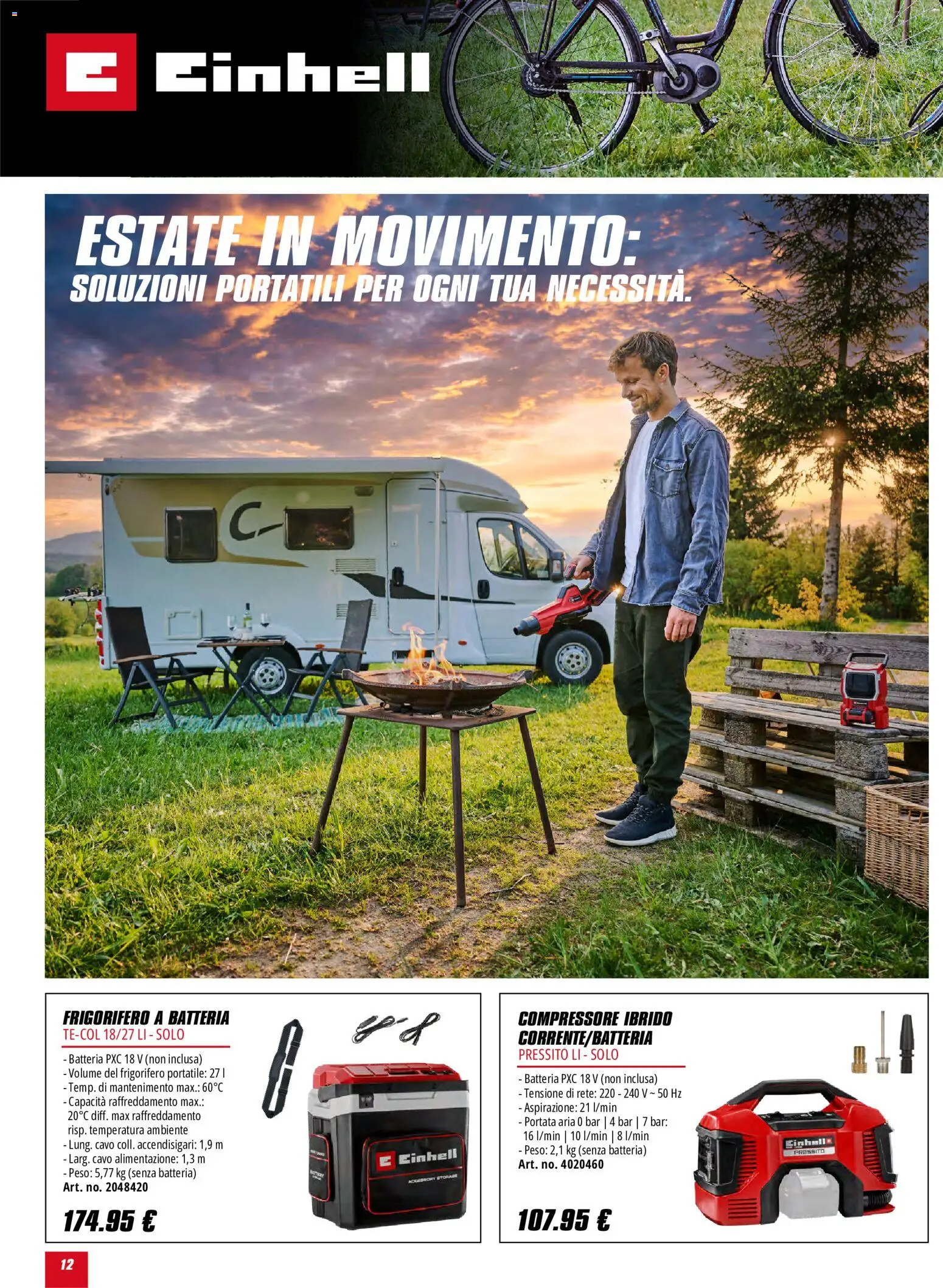 Volantino Einhell del 01.06.2026 | Pagina: 12 | Prodotti: Compressore, Cavo, Frigorifero, Batteria