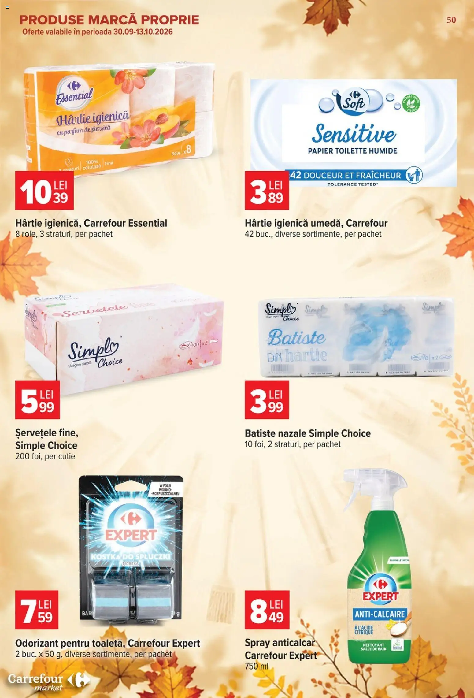 Noul catalog Carrefour – valabil de la 30.09.2026 | Pagină: 50 | Produse: Piersică, Role, Cutie, Parfum