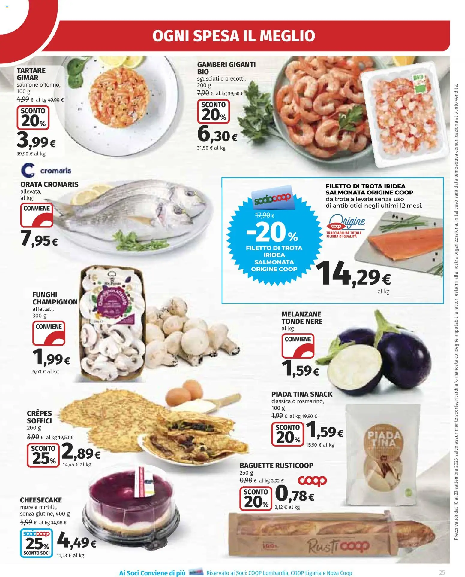 Volantino Ipercoop del 10/09/2026 | Pagina: 25 | Prodotti: Salmone, Trota, Melanzane, Cheesecake