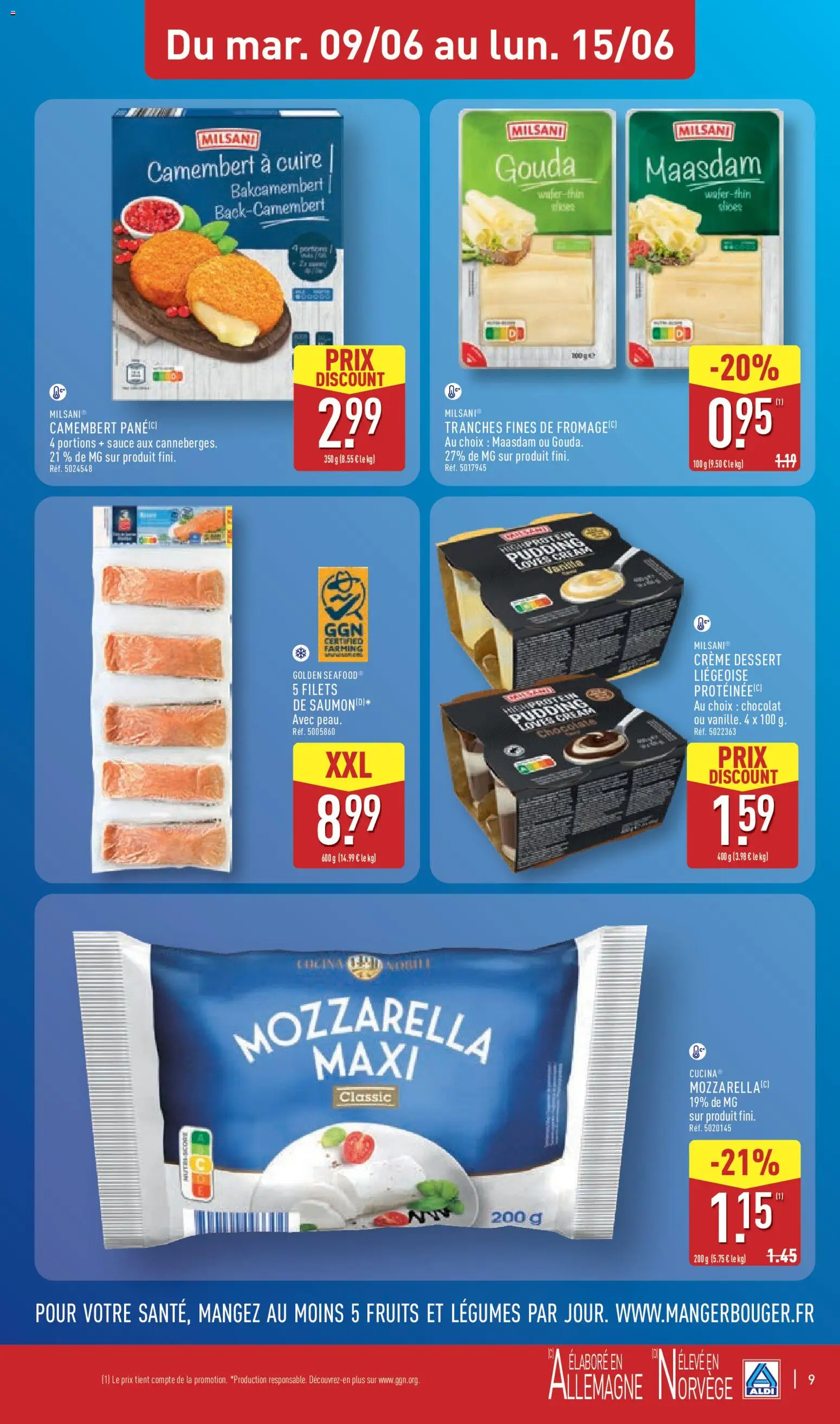 {H1} | Page: 13 | Produits: Mozzarella, Gouda, Camembert, Crème