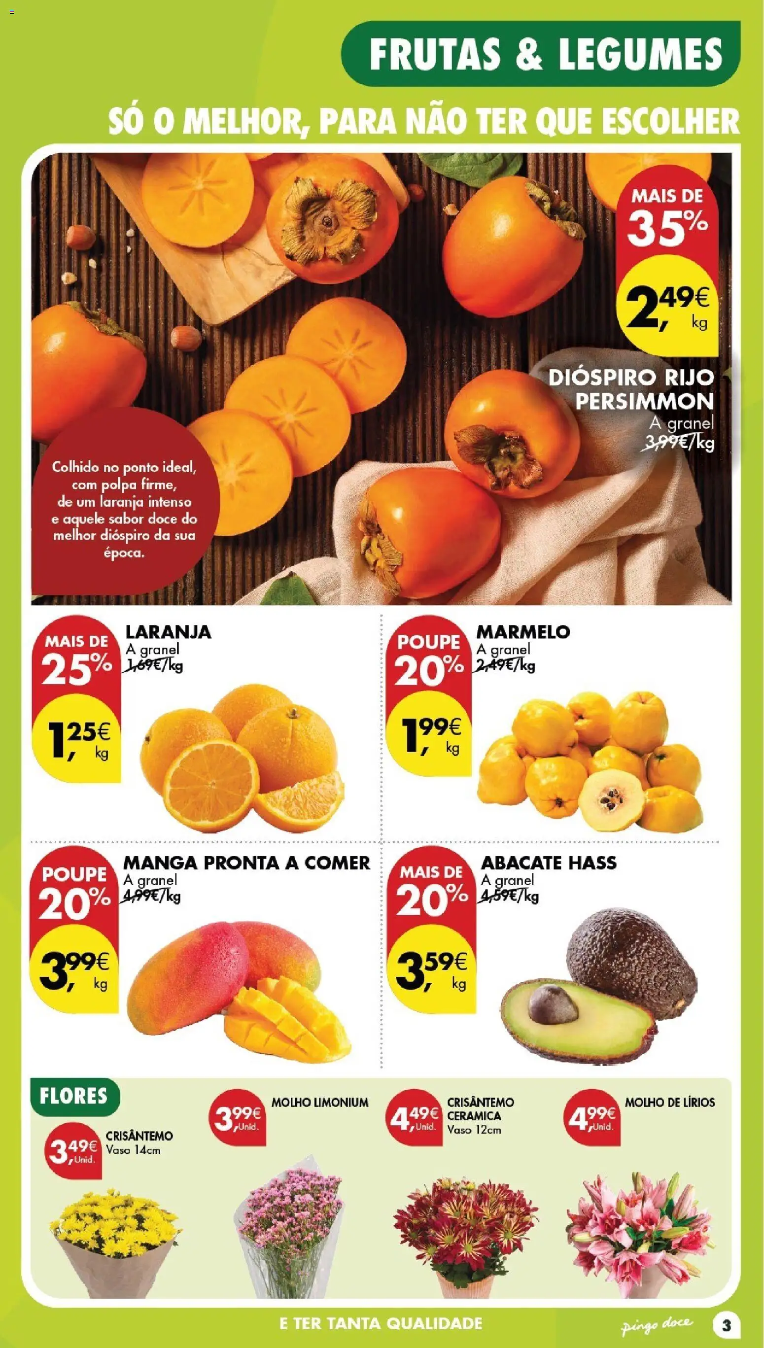 Pingo Doce folheto │ válido de 20/10/2026 | Página: 3 | Produtos: Flores, Dióspiro, Legumes, Abacate