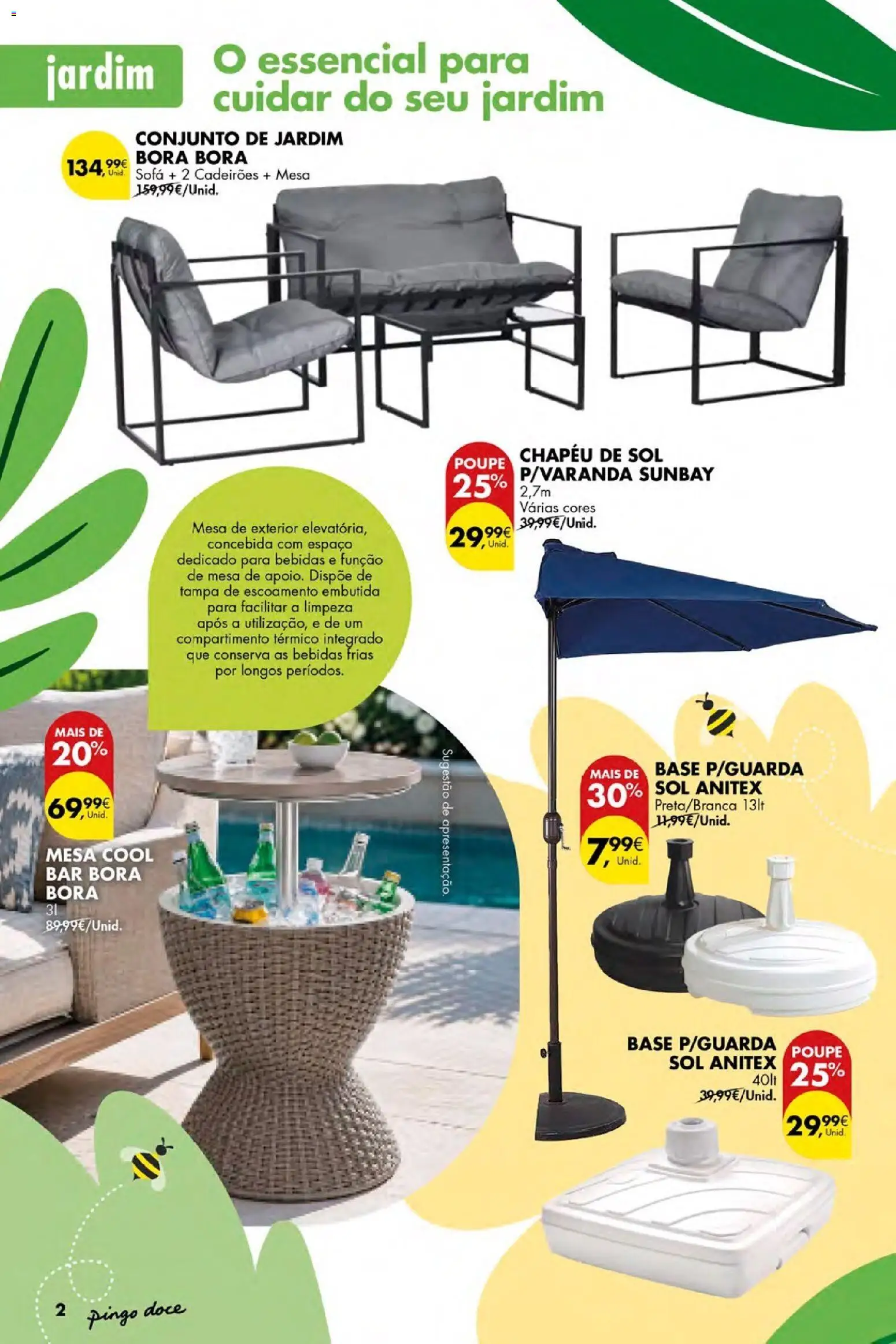 Pingo Doce Bazar Ar Livre Açores │ válido de 04.06.2026 | Página: 2 | Produtos: Chapéu, Base, Sofá, Mesa