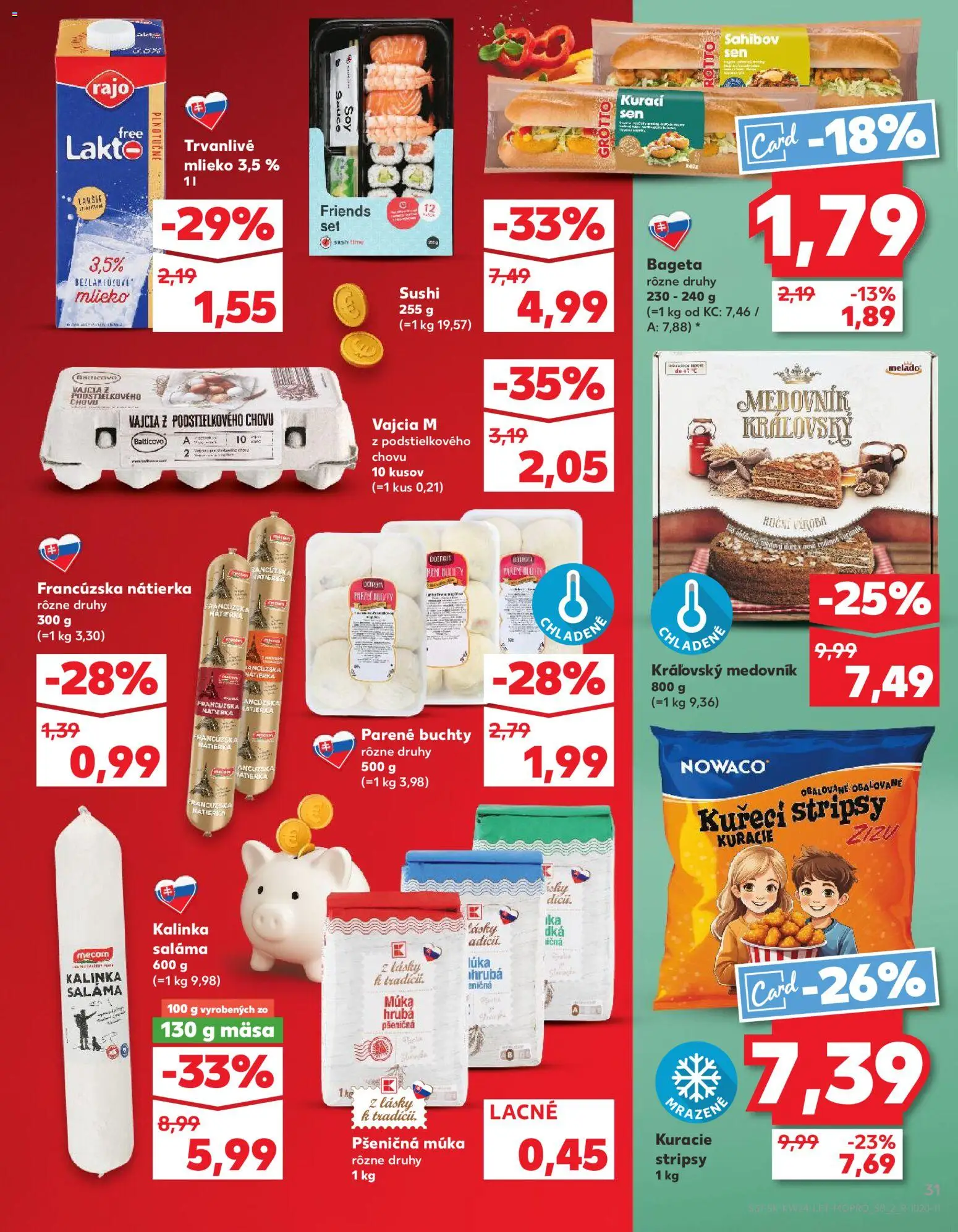 Nové Kaufland akcie – leták je platný od 11.06.2026 | Strana: 31 | Produkty: Mlieko, Vajcia, Pšeničná múka, Sushi