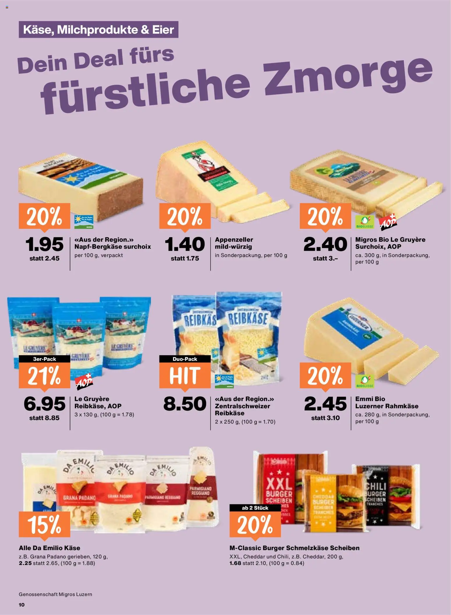 Migros aktionen – gültig ab 06.08.2026 | Seite: 10 | Produkte: Burger, Käse, Eier, Chili