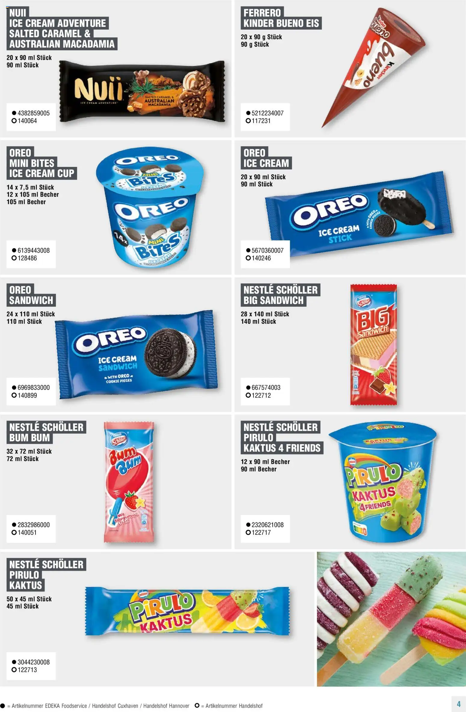 Handelshof Eiskonzept 2026 – gültig ab 01.01.2026 | Seite: 4 | Produkte: Kaugummi, Kinder bueno, Eis