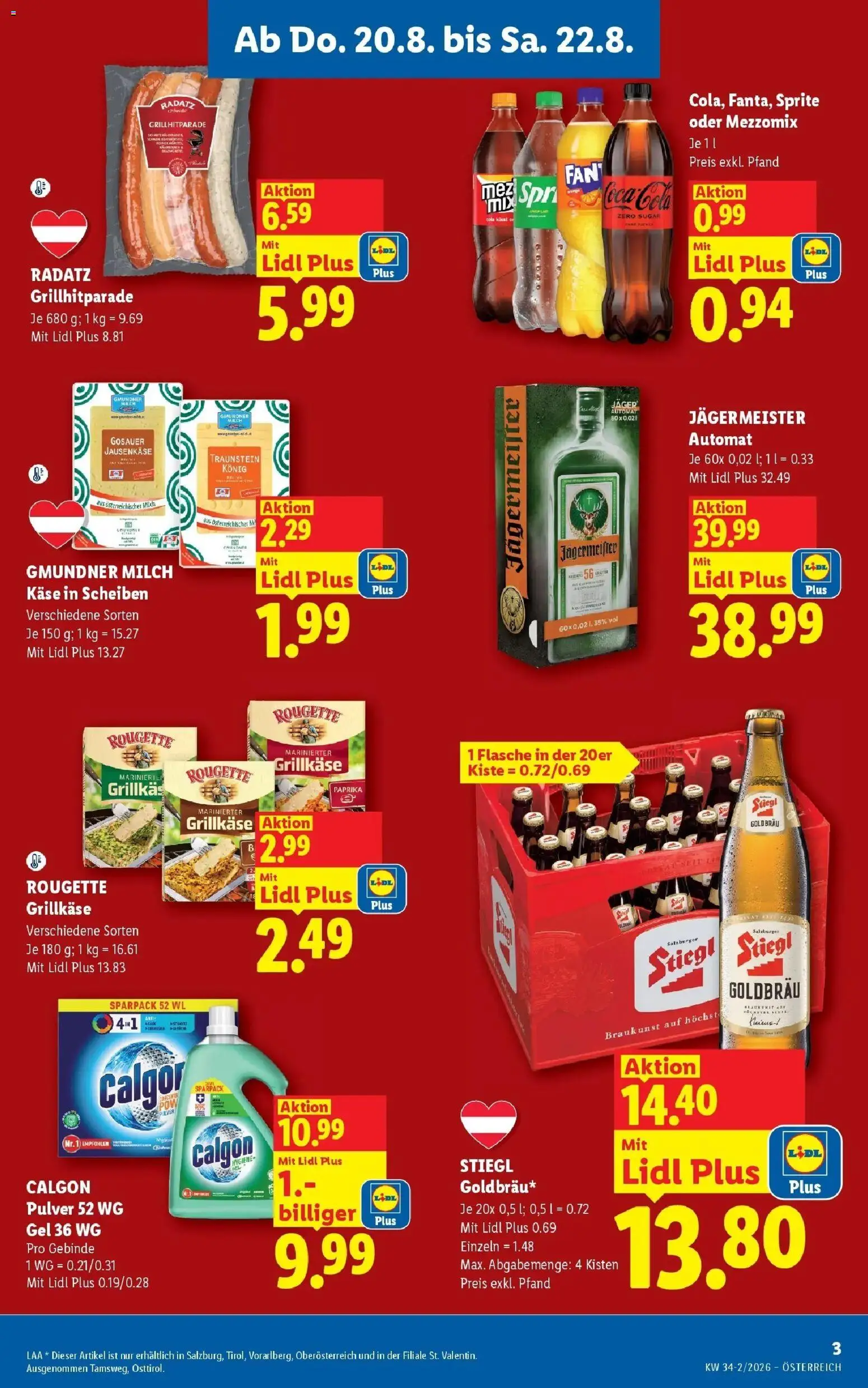 Lidl Flugblatt - Jenbach ab 20.08.2026 - Angebote ab donnerstag | Seite: 3 | Produkte: Grill, Milch, Käse