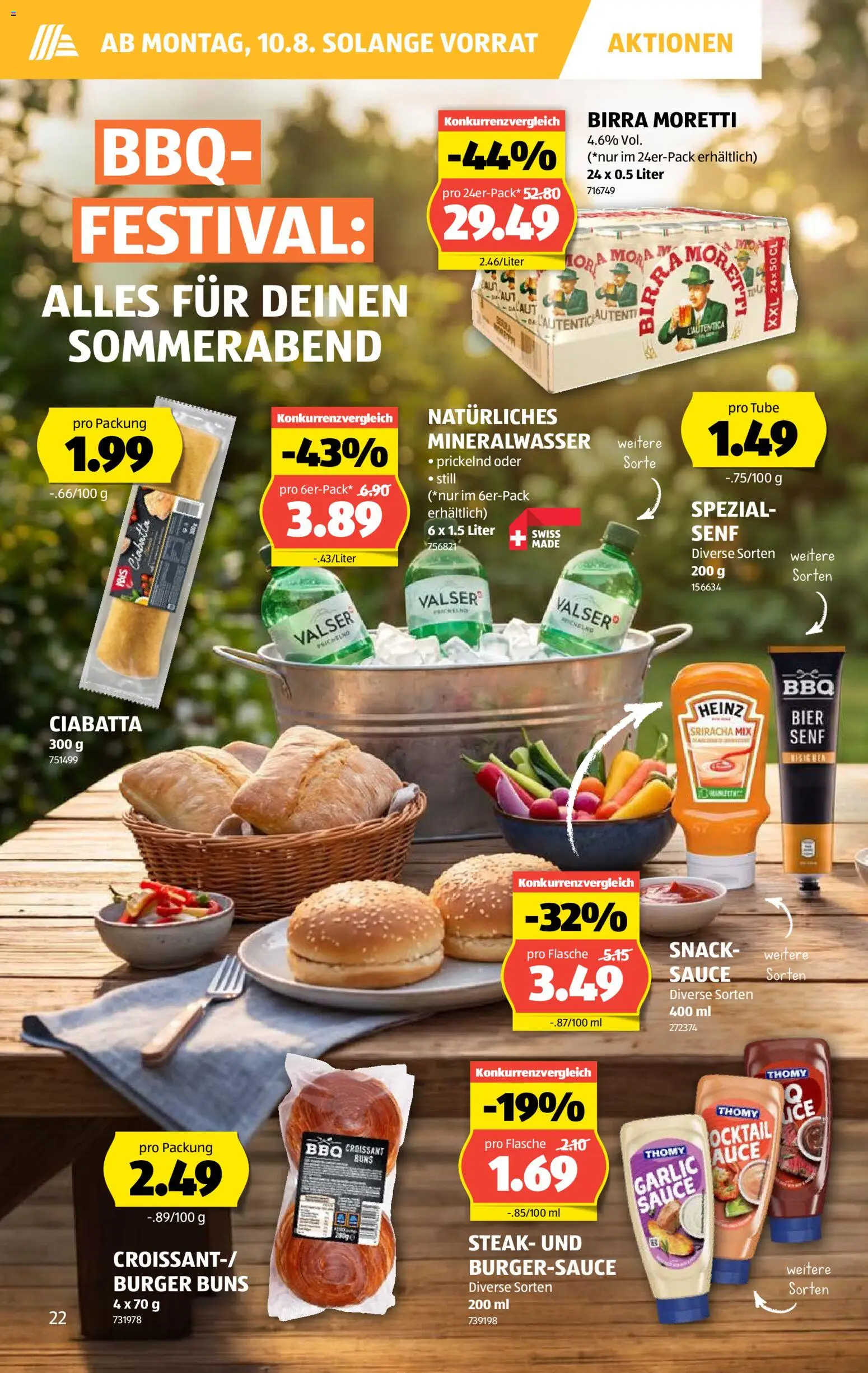 Aldi aktionen – gültig ab 06.08.2026 | Seite: 22 | Produkte: Burger, Mineralwasser, Bier