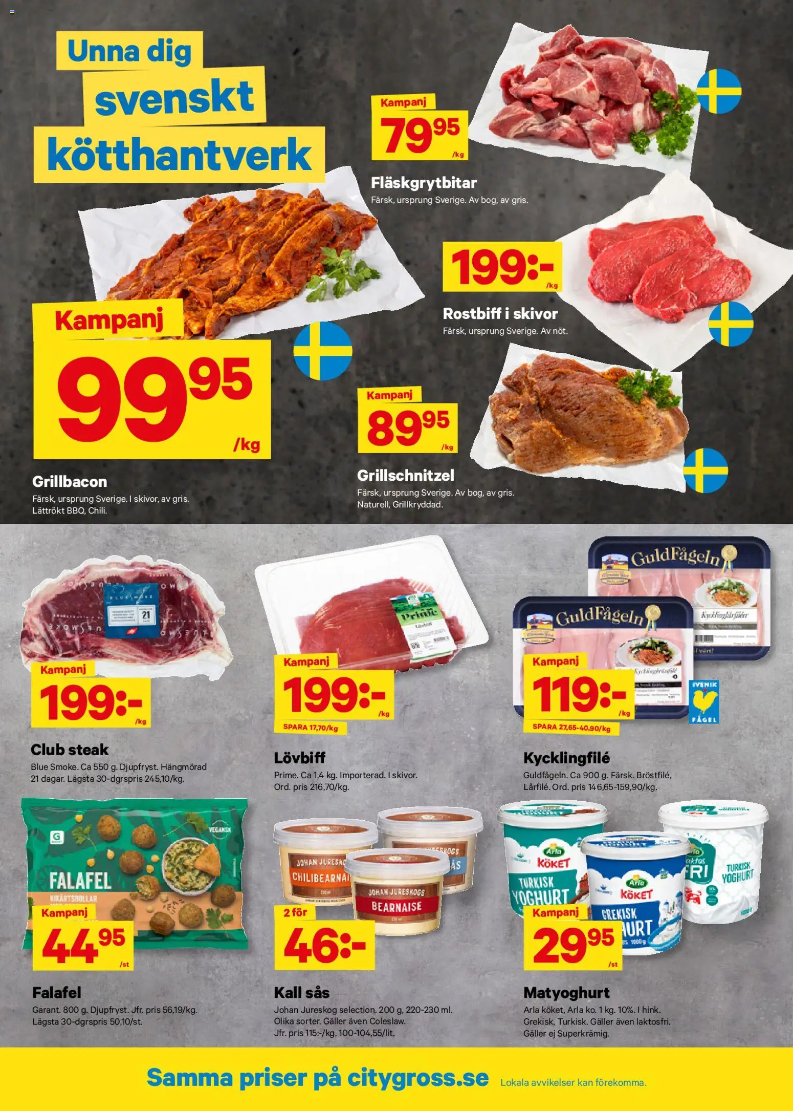 City Gross reklamblad aktuell från 27.04.2026 | Sida: 2 | Produkter: Kycklingfile, Galler, Lövbiff, Yoghurt