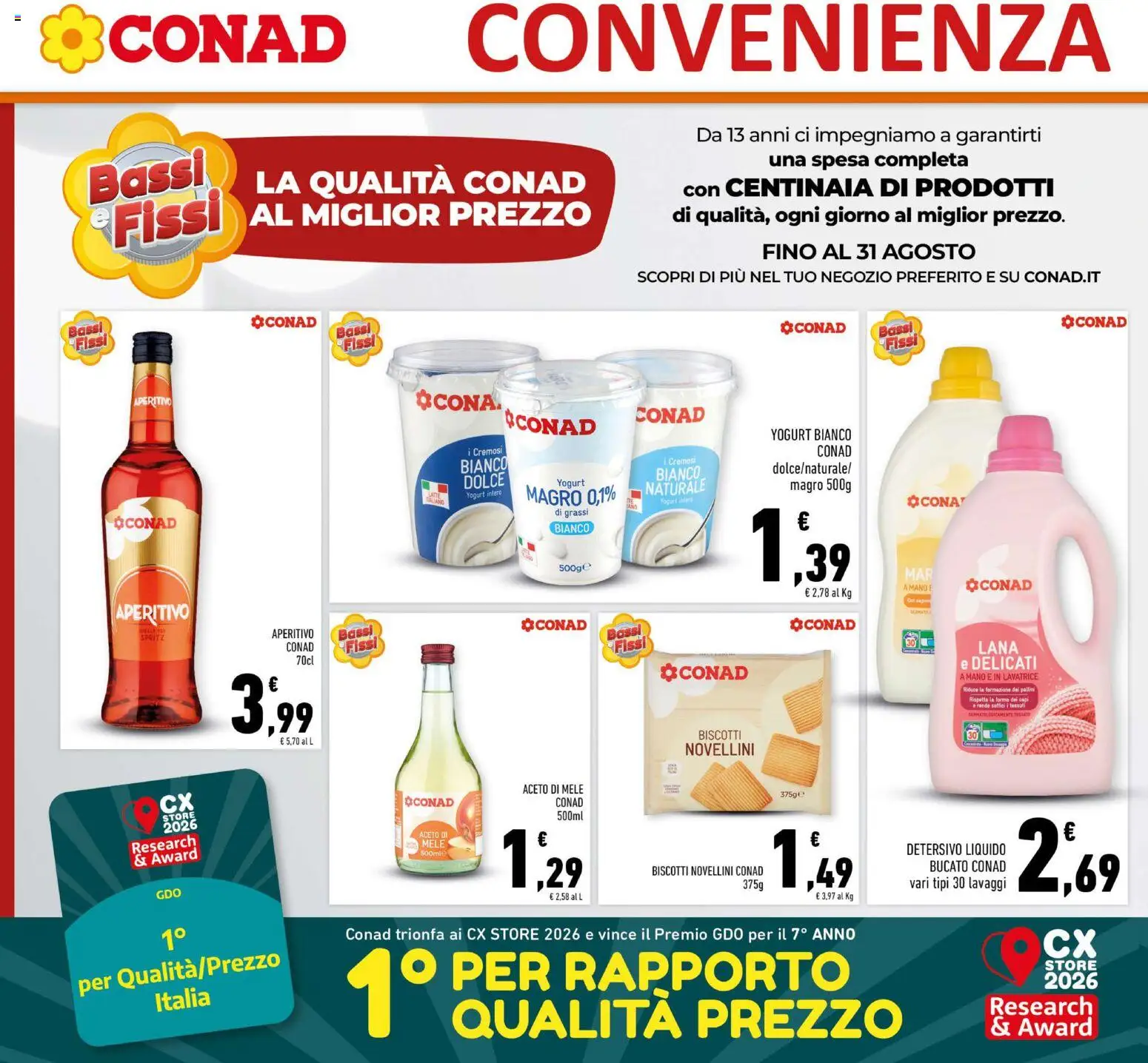 Volantino Conad del 15/07/2026 | Pagina: 18 | Prodotti: Detergente, Biscotti, Aceto di mele, Lavatrice