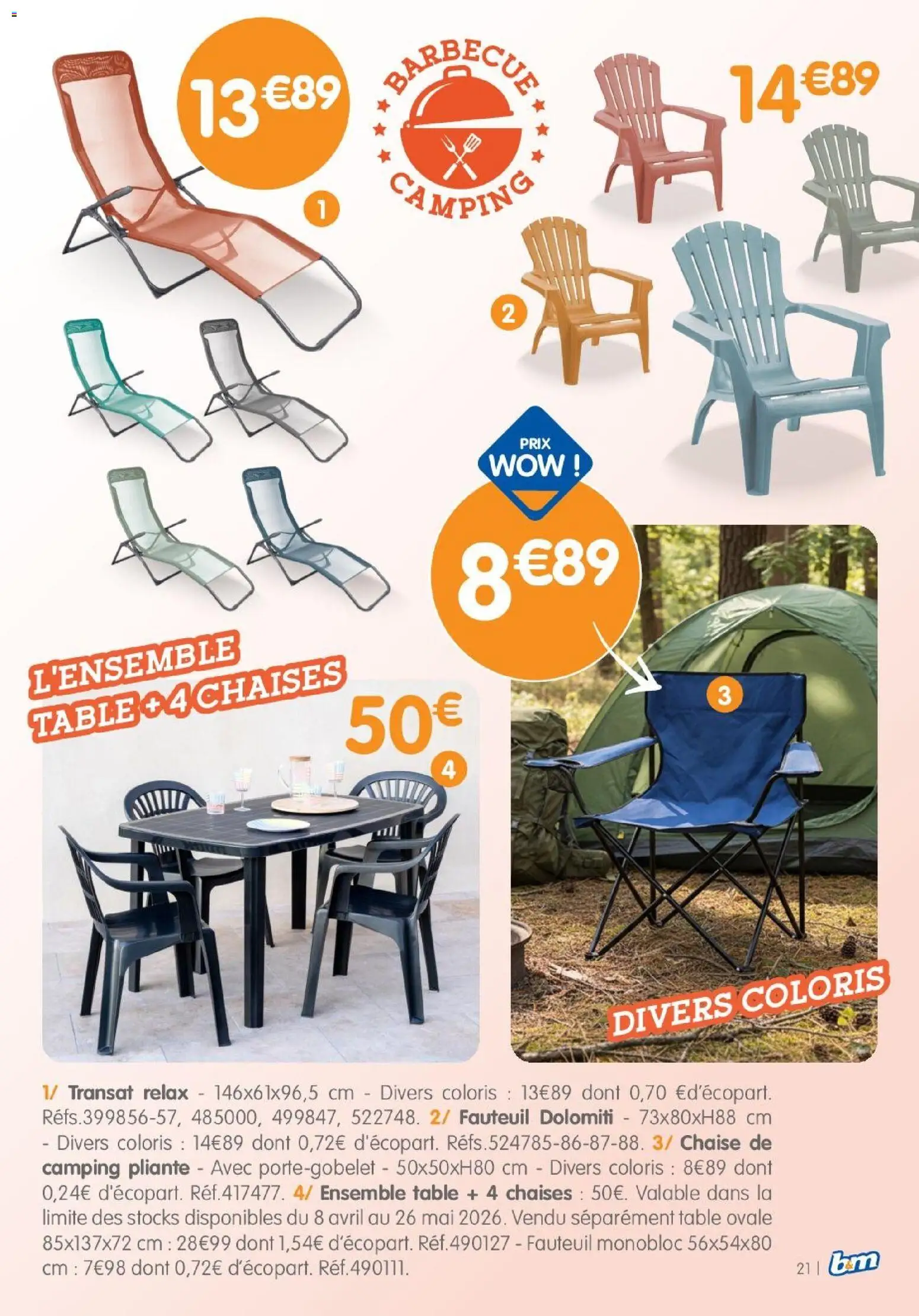 {H1} | Page: 21 | Produits: Transat, Fauteuil, Chaise, Chaise de camping