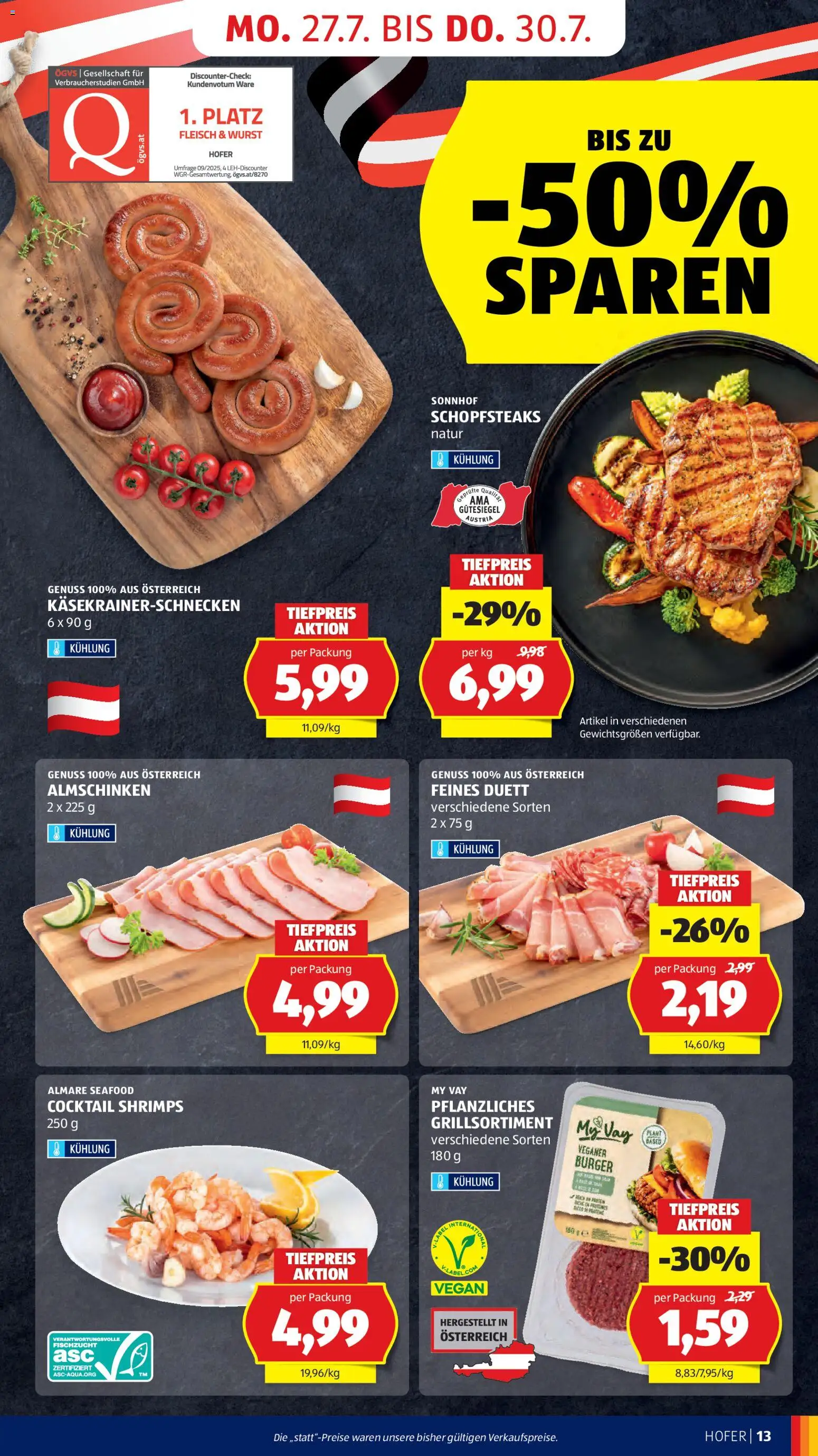 Hofer Flugblatt gültig ab 24.07.2026 | Seite: 19 | Produkte: Burger, Wurst