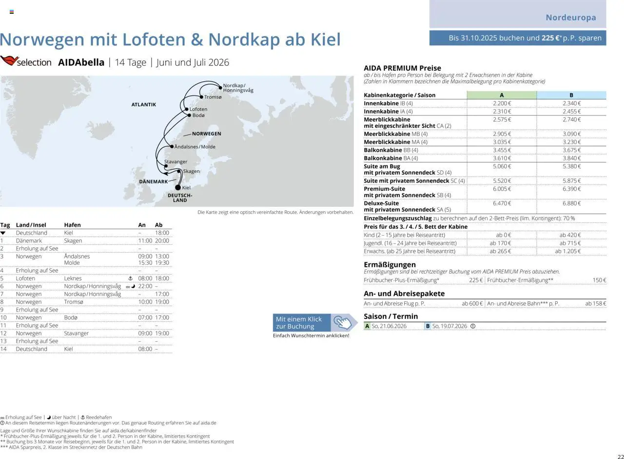Aida Sommer 2026 – gültig ab 01.03.2026 | Seite: 22 | Produkte: Bett