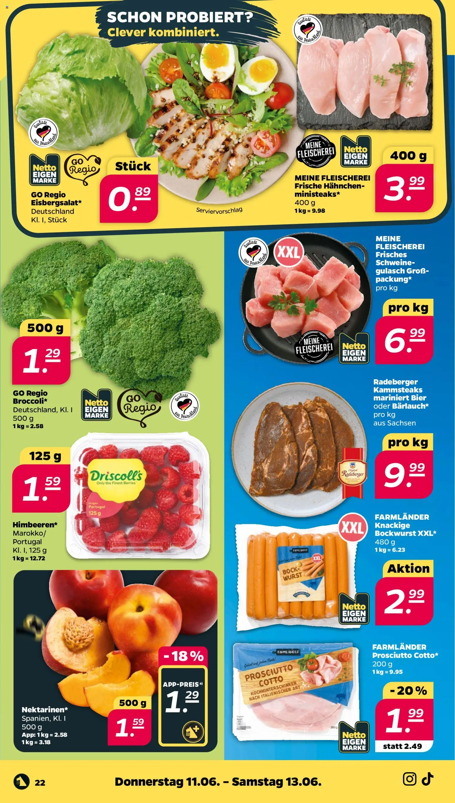 Netto Prospekt – gültig ab 08.06.2026 | Seite: 26 | Produkte: Bockwurst, Hahnchen, Gulasch, Wurst