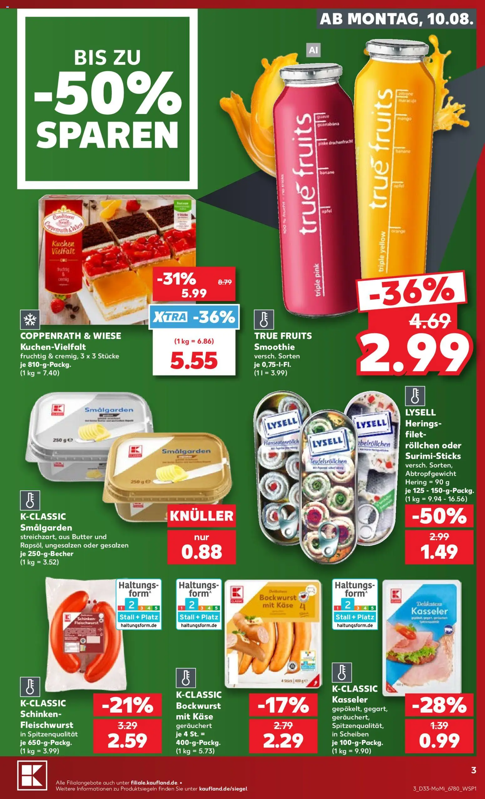 Kaufland Prospekt Rostock – gültig ab 10.08.2026 | Seite: 3 | Produkte: Bockwurst, Käse, Zitrone, Schinken