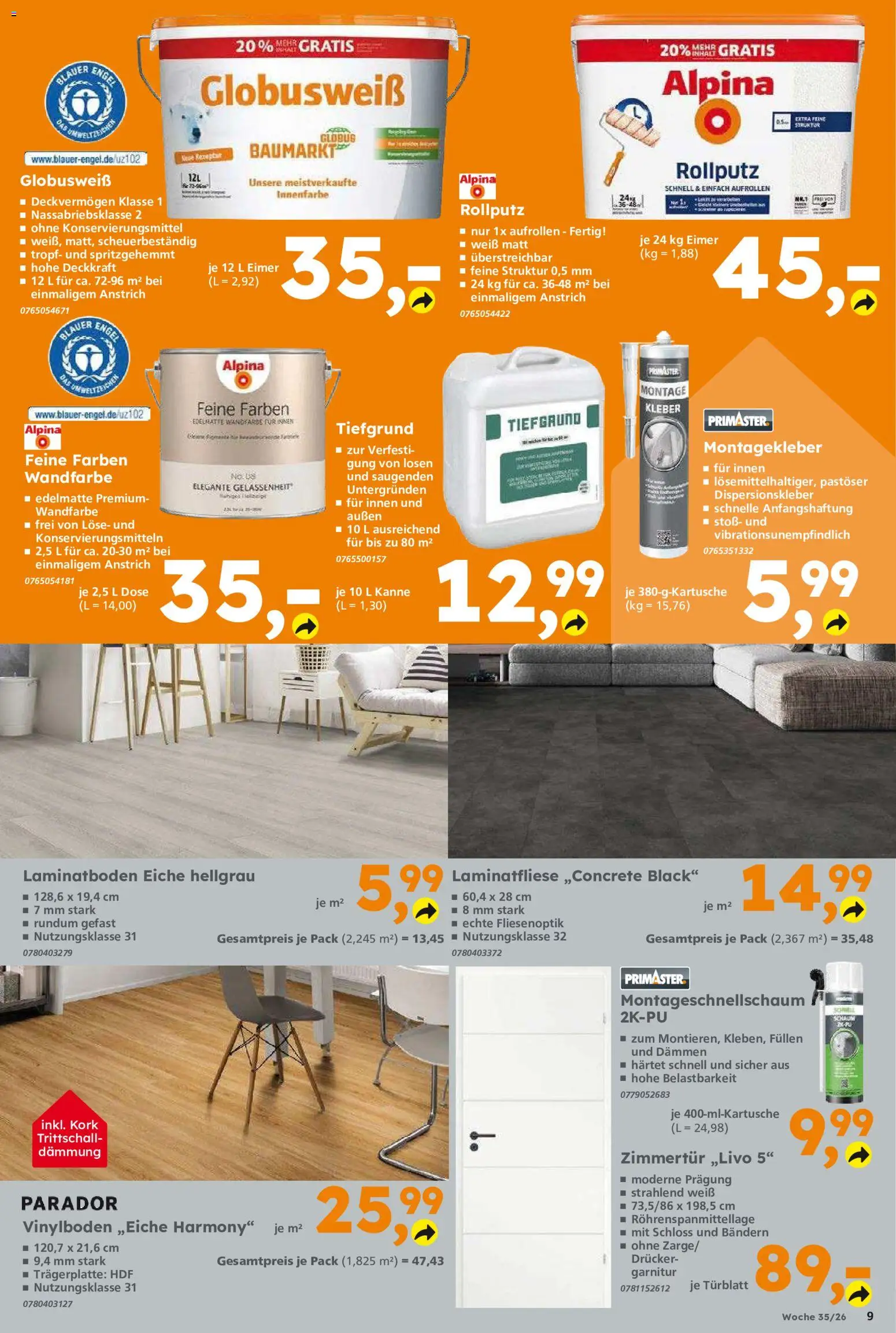 Globus Baumarkt Prospekt Schweinfurt – gültig ab 24.08.2026 | Seite: 9 | Produkte: Wandfarbe, Drucker