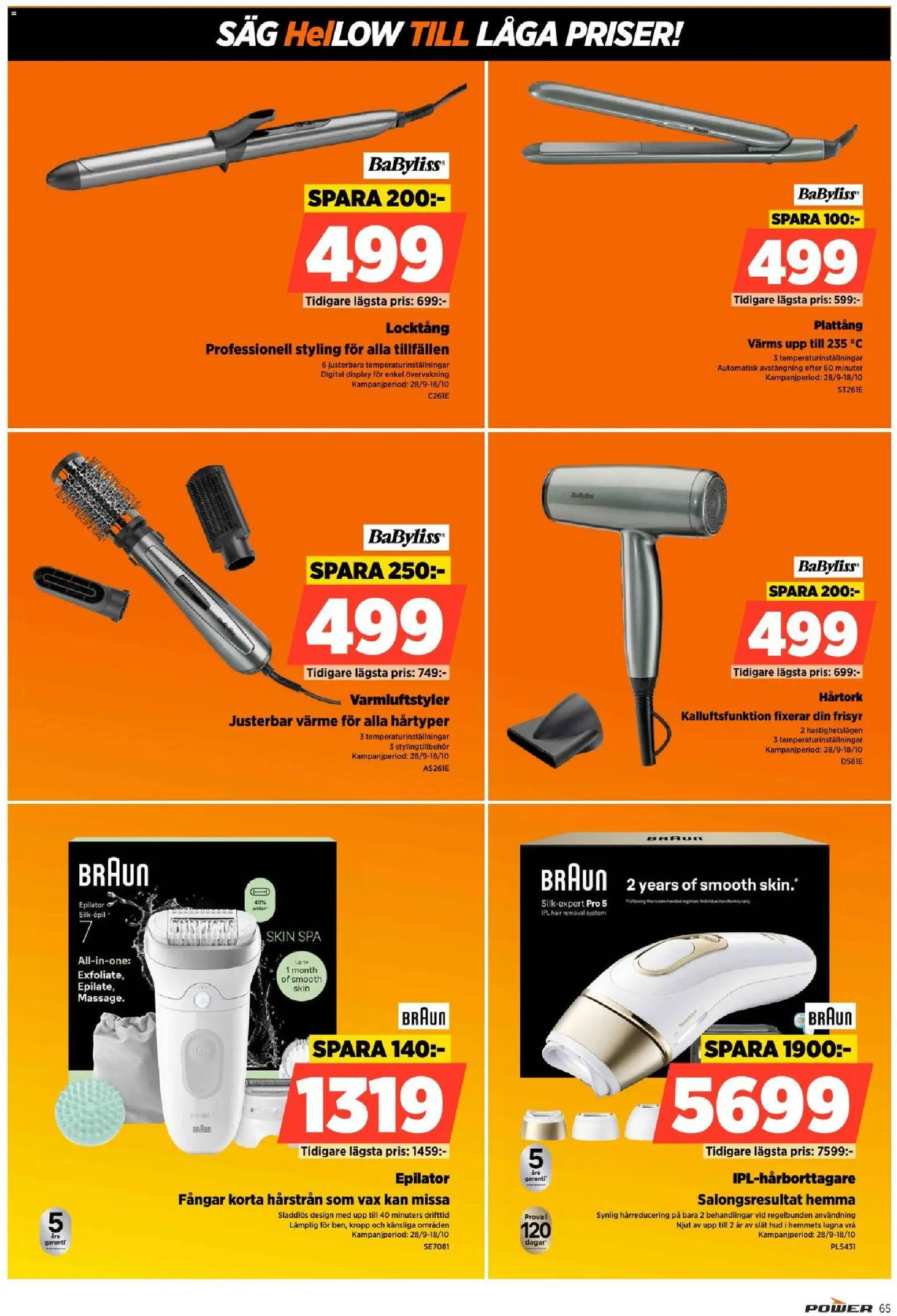 Power reklamblad aktuell från 12/10/2026 | Sida: 65 | Produkter: Locktång, Hårtork, Plattång, Såg