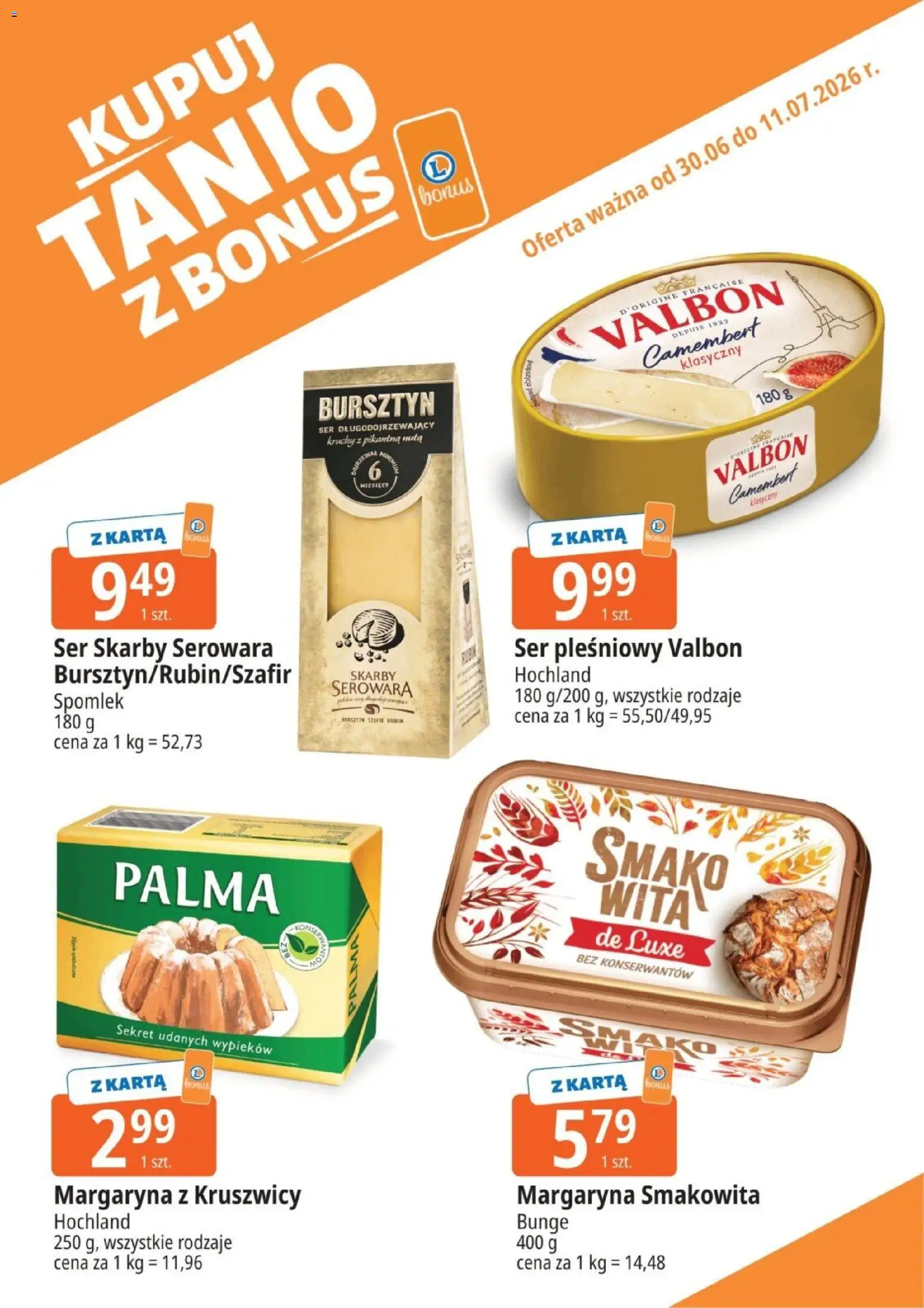 E.Leclerc gazetka - Kupony dodatkowe od 30.06.2026 | Strona: 8 | Produkty: Karta, Camembert, Margaryna, Ser