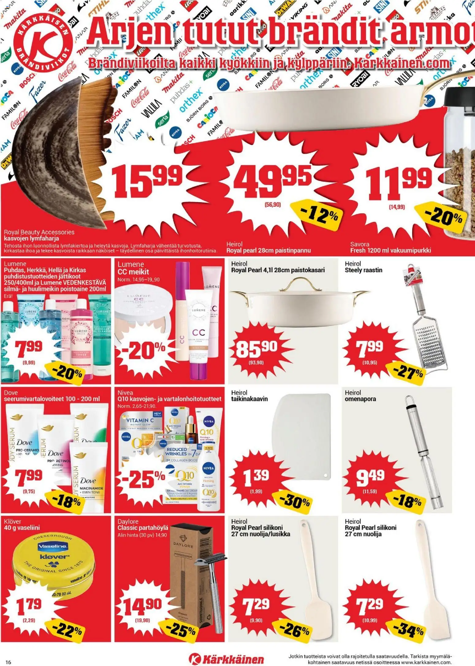 Kärkkäinen tarjoukset – voimassa 16/09/2026 alkaen | Sivu: 16 | Tuotteet: Hella, Paistinpannu, Partahöylä, Coca cola