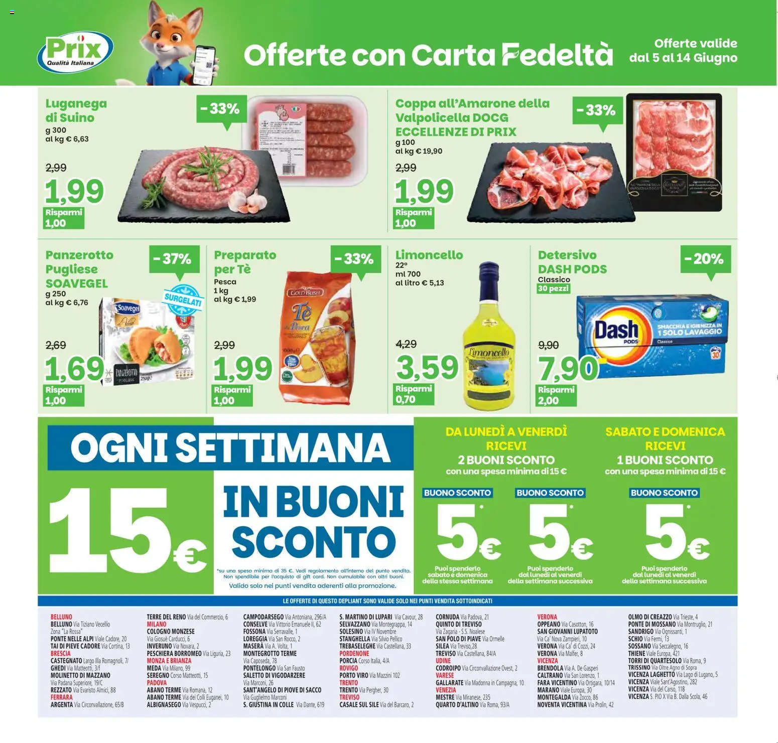 Volantino Prix del 05.06.2026 | Pagina: 23 | Prodotti: Panzerotto, Suino, Pesca, Limoncello